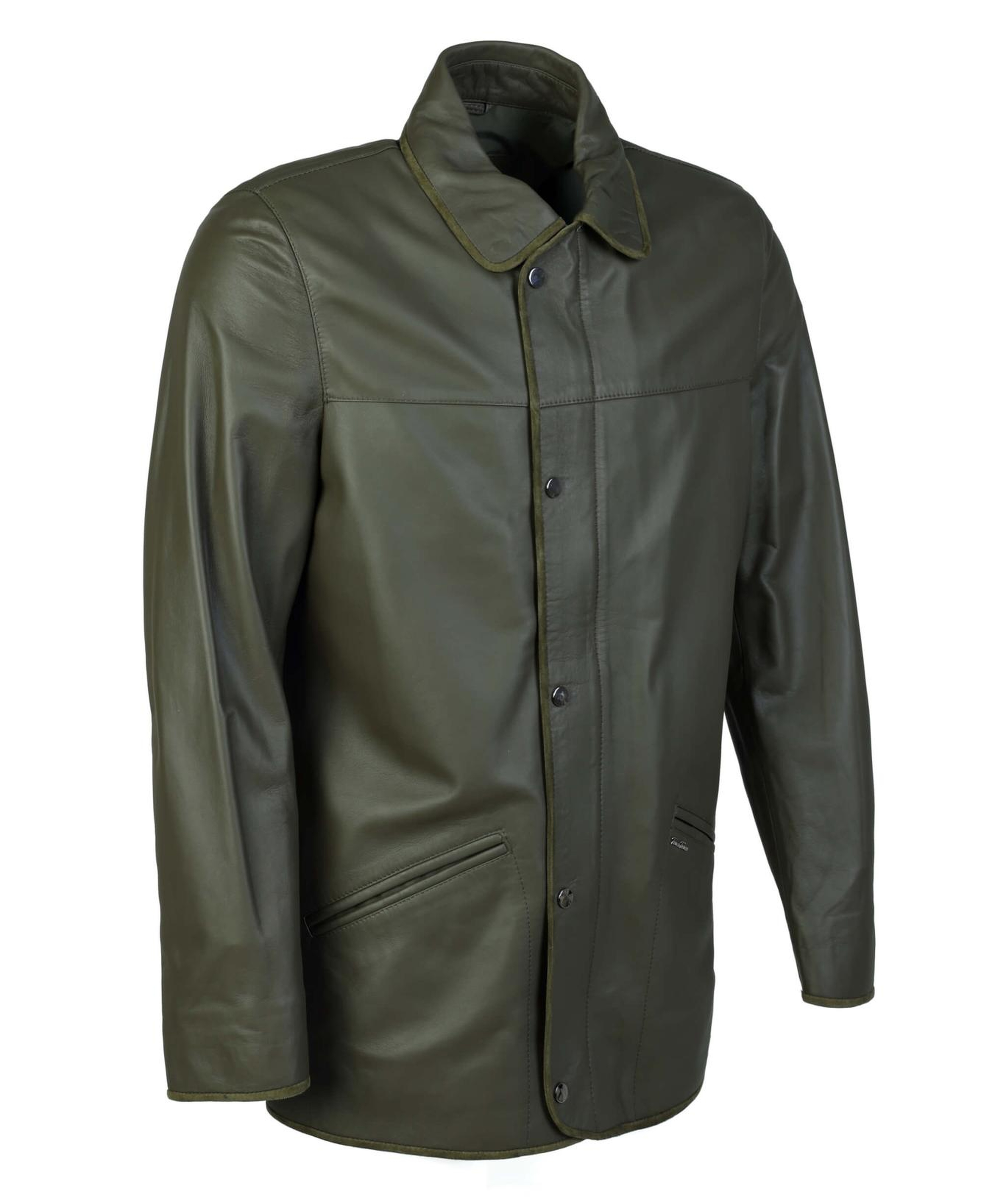 Tamer Tanca Erkek Hakiki Deri Yeşil Deri Mont