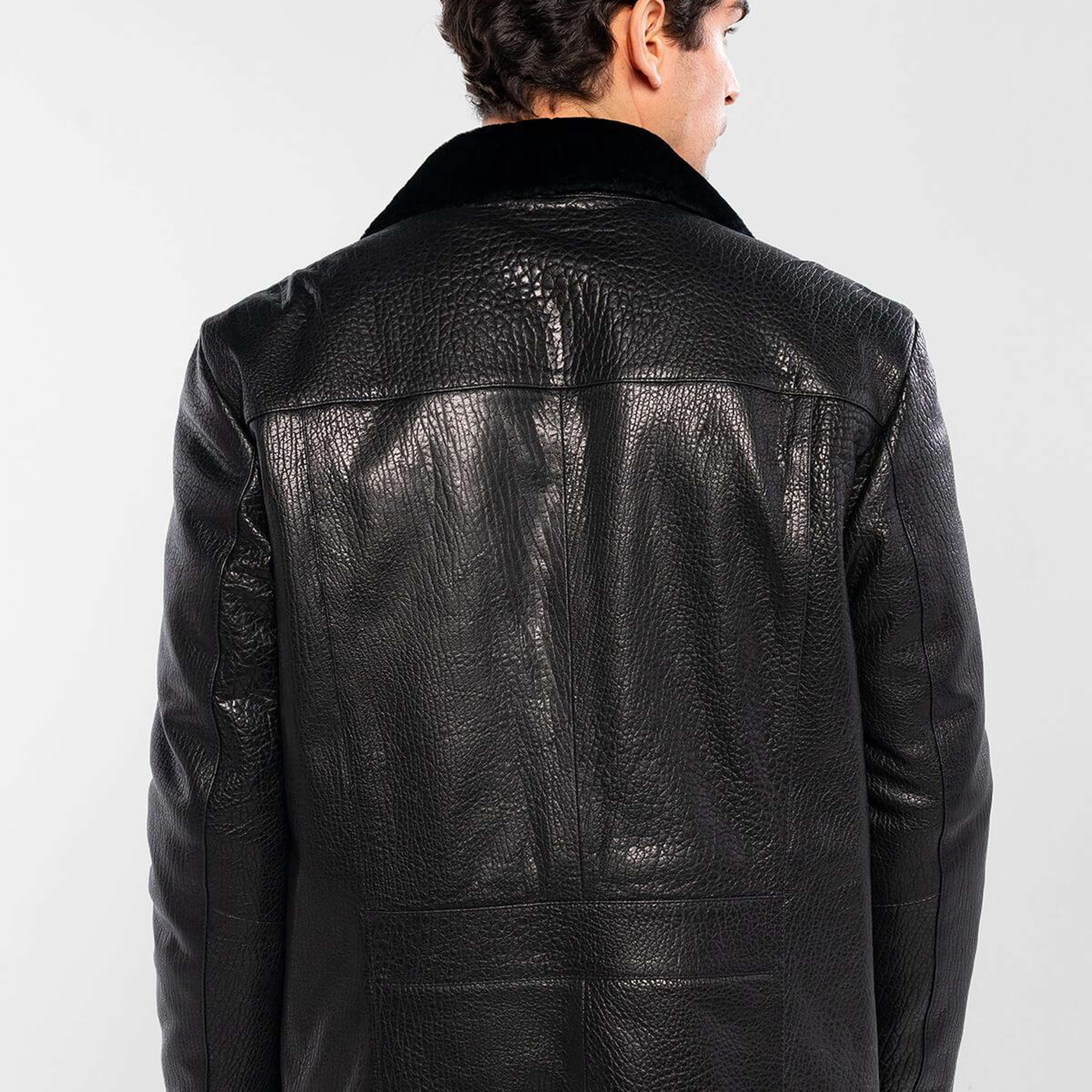 Tamer Tanca Erkek Hakiki Deri Siyah Jumbo Deri Mont