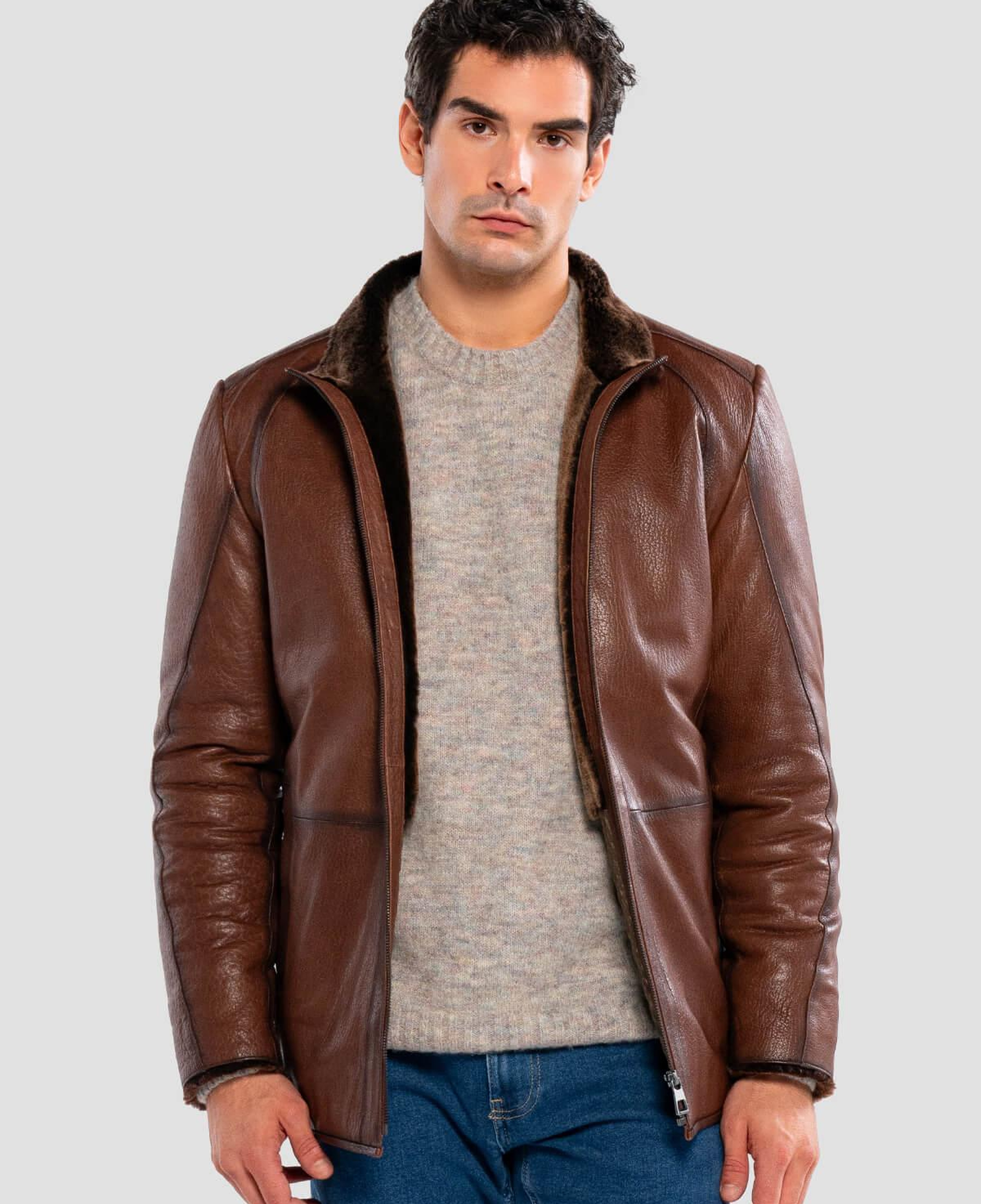 Tamer Tanca Erkek Hakiki Deri Kahverengi Deri Mont