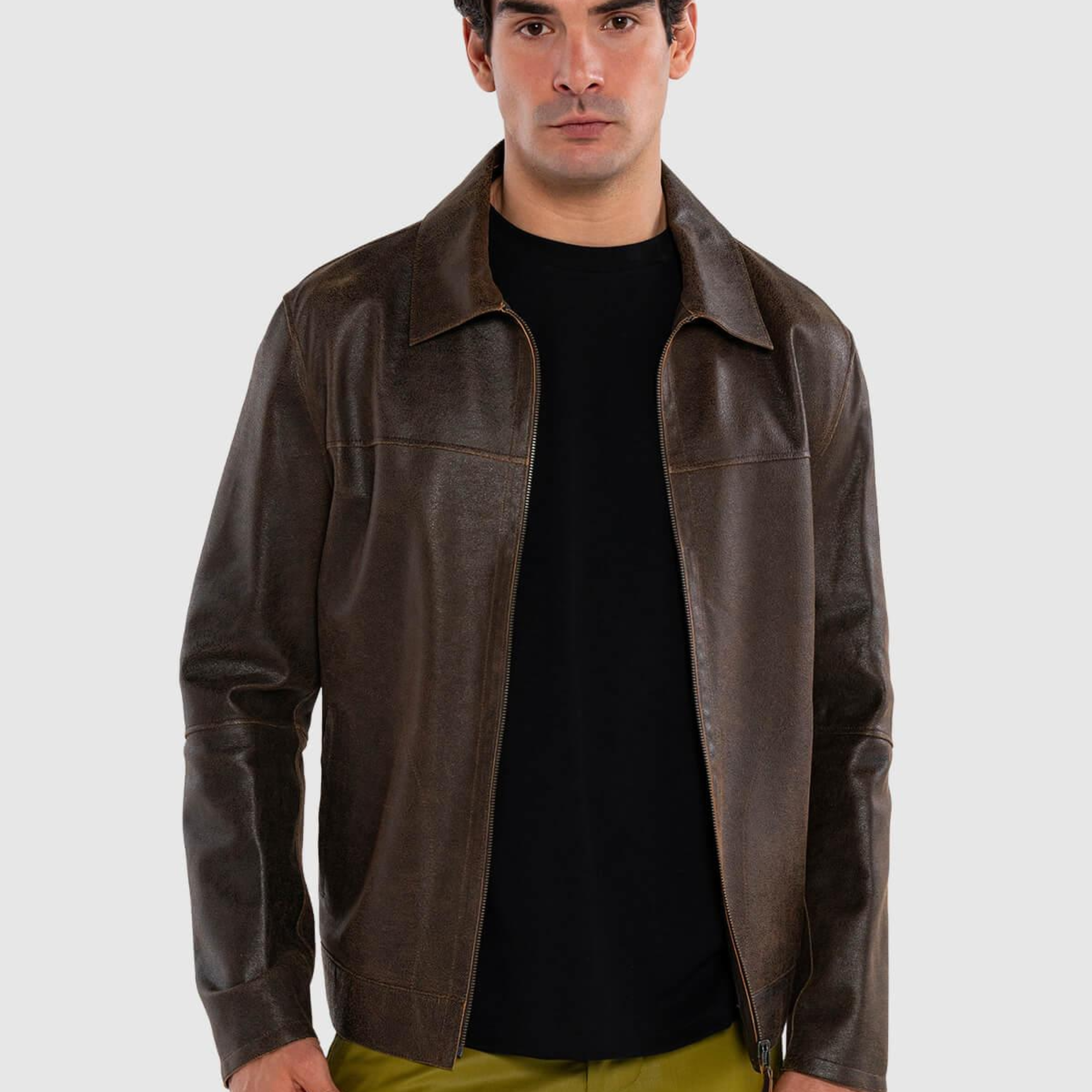 Tamer Tanca Erkek Hakiki Deri Kahverengi Deri Mont