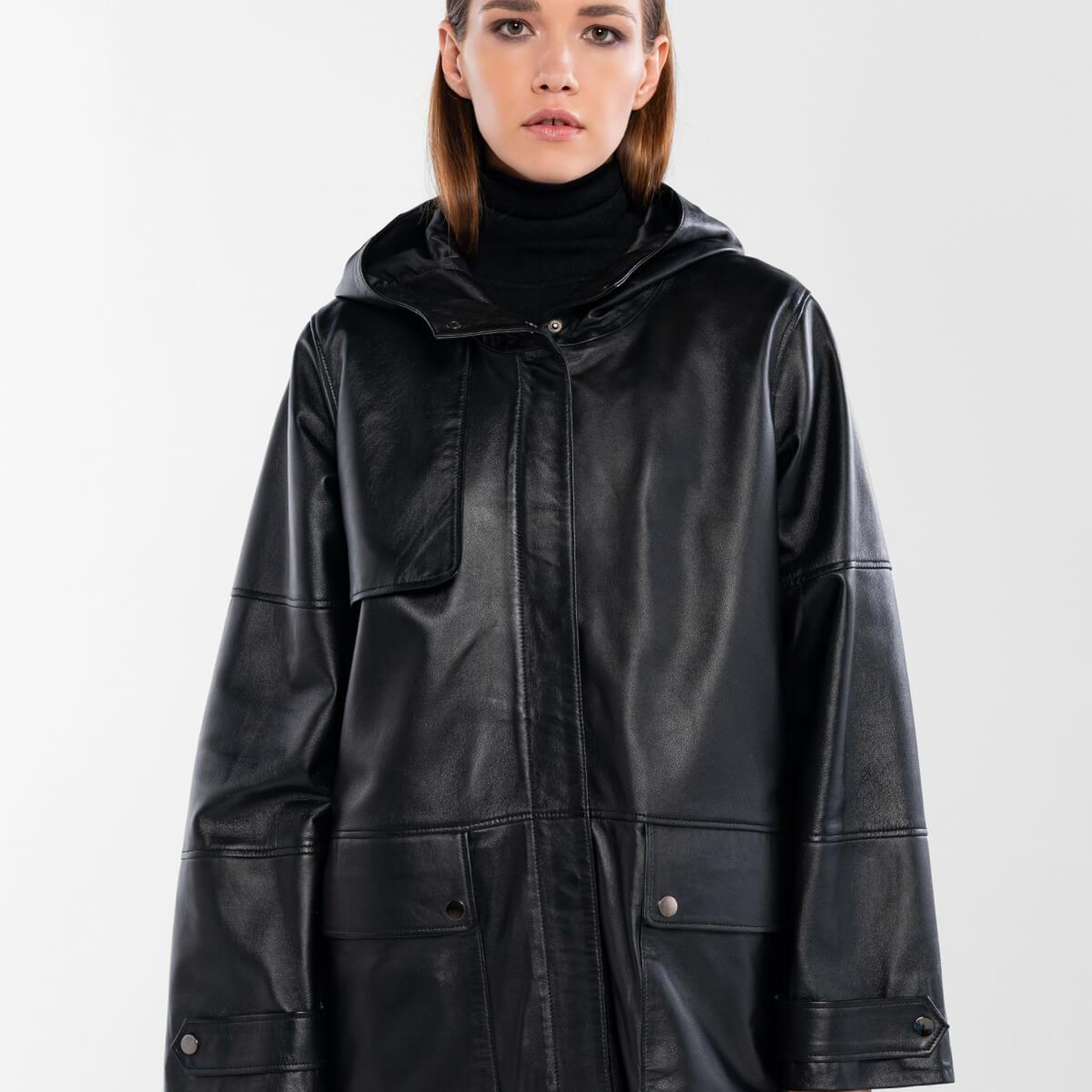 Tamer Tanca Kadın Hakiki Deri Siyah Deri Mont