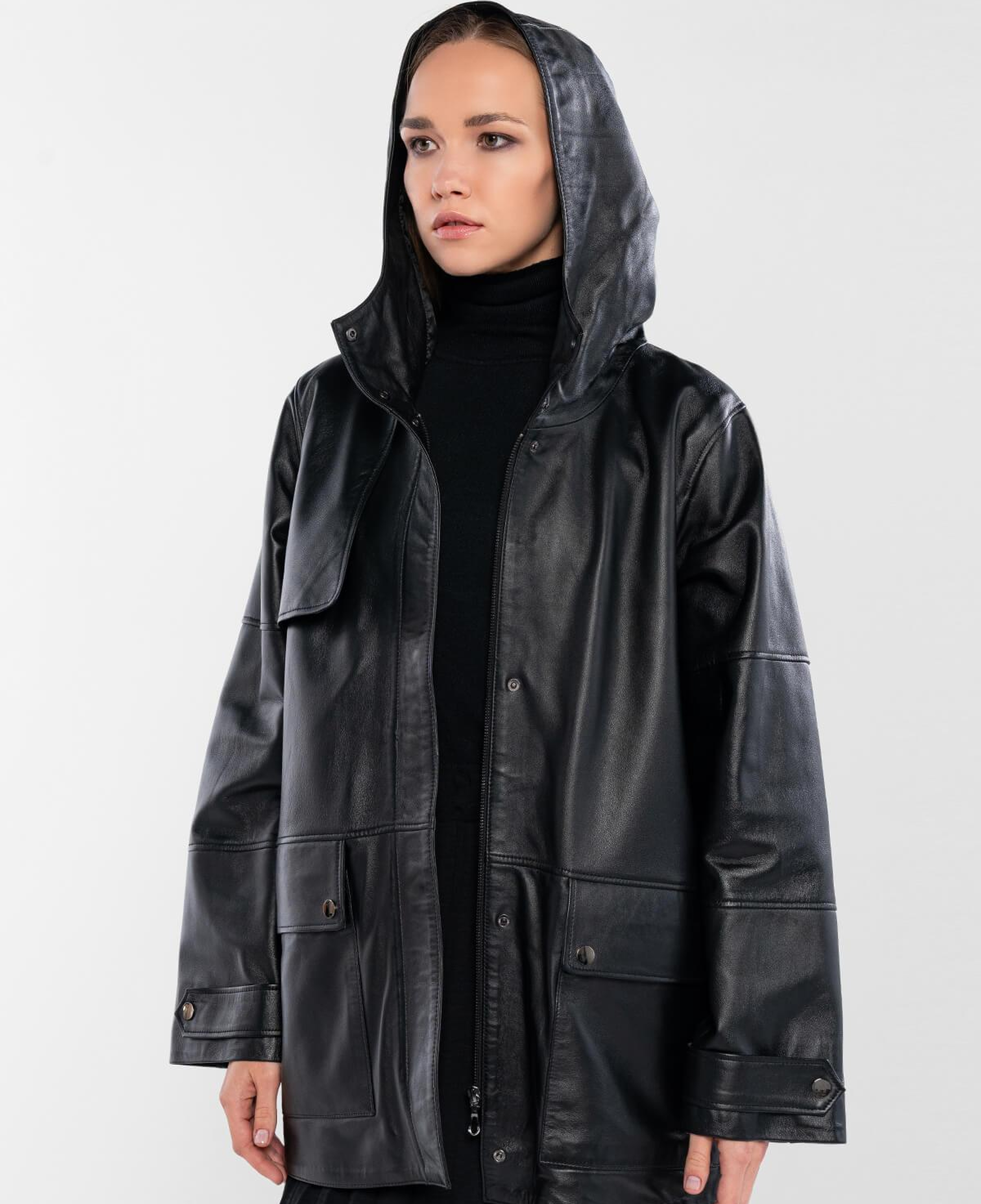 Tamer Tanca Kadın Hakiki Deri Siyah Deri Mont