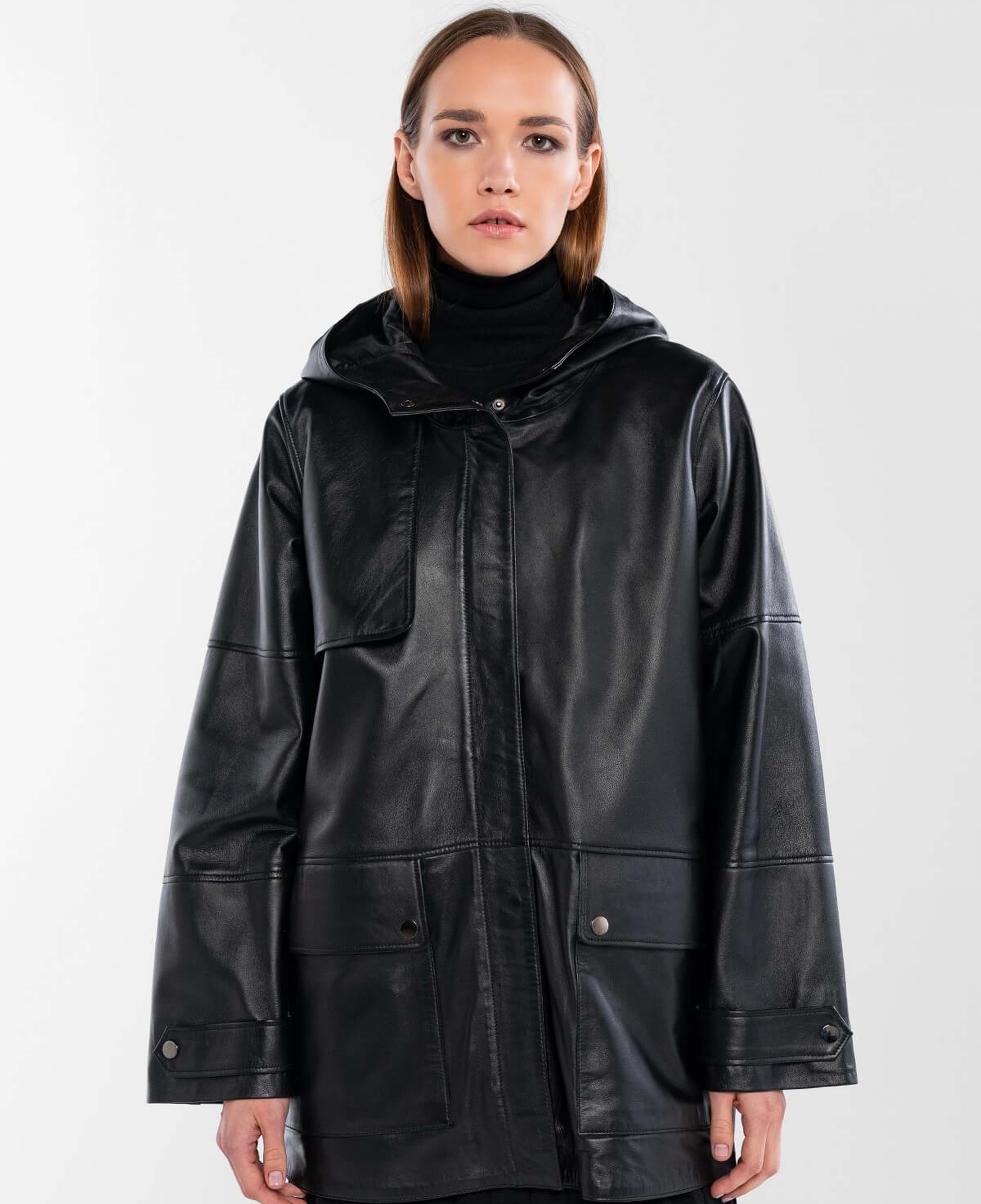 Tamer Tanca Kadın Hakiki Deri Siyah Deri Mont