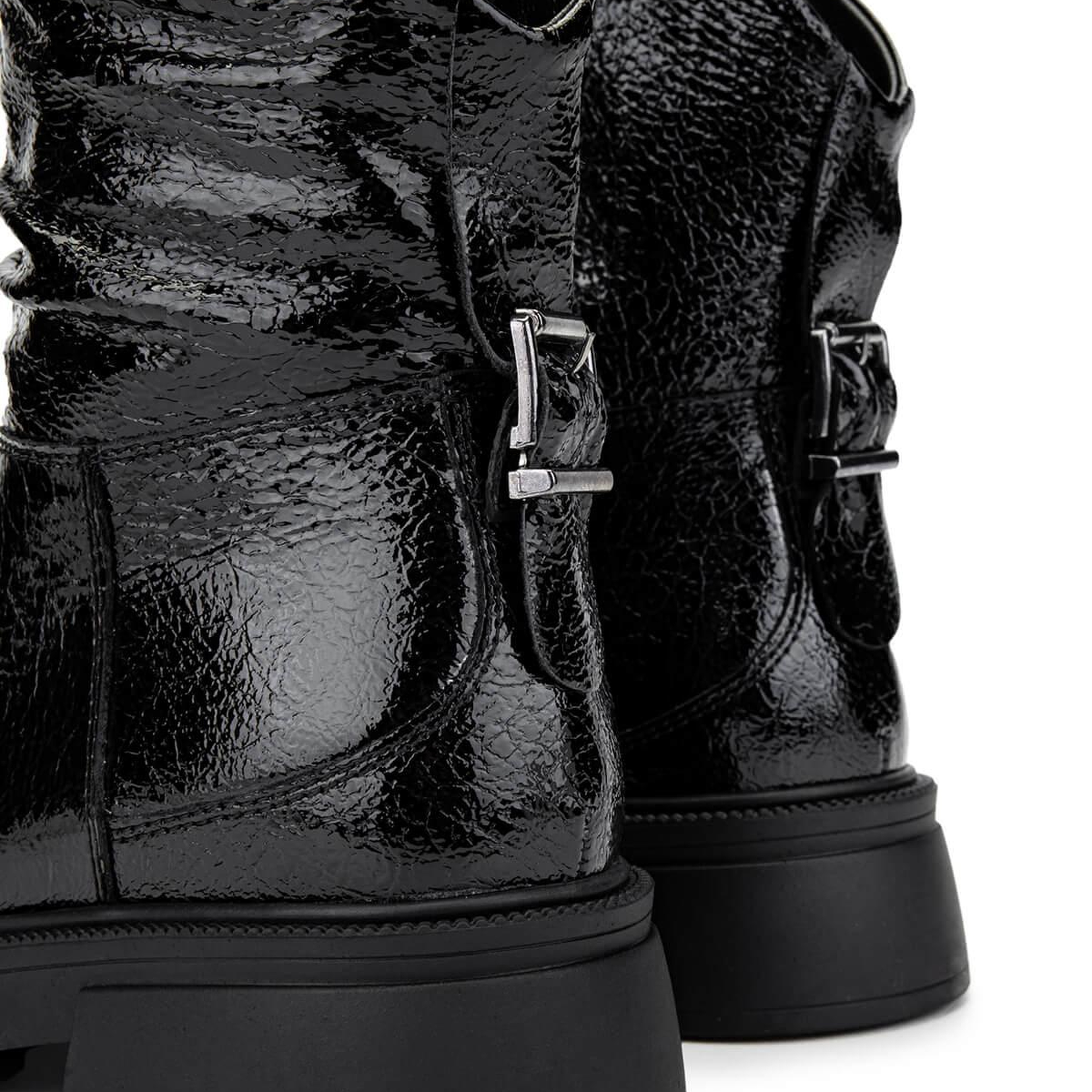 Tamer Tanca Kadın Hakiki Deri Siyah Rugan Casual Bot