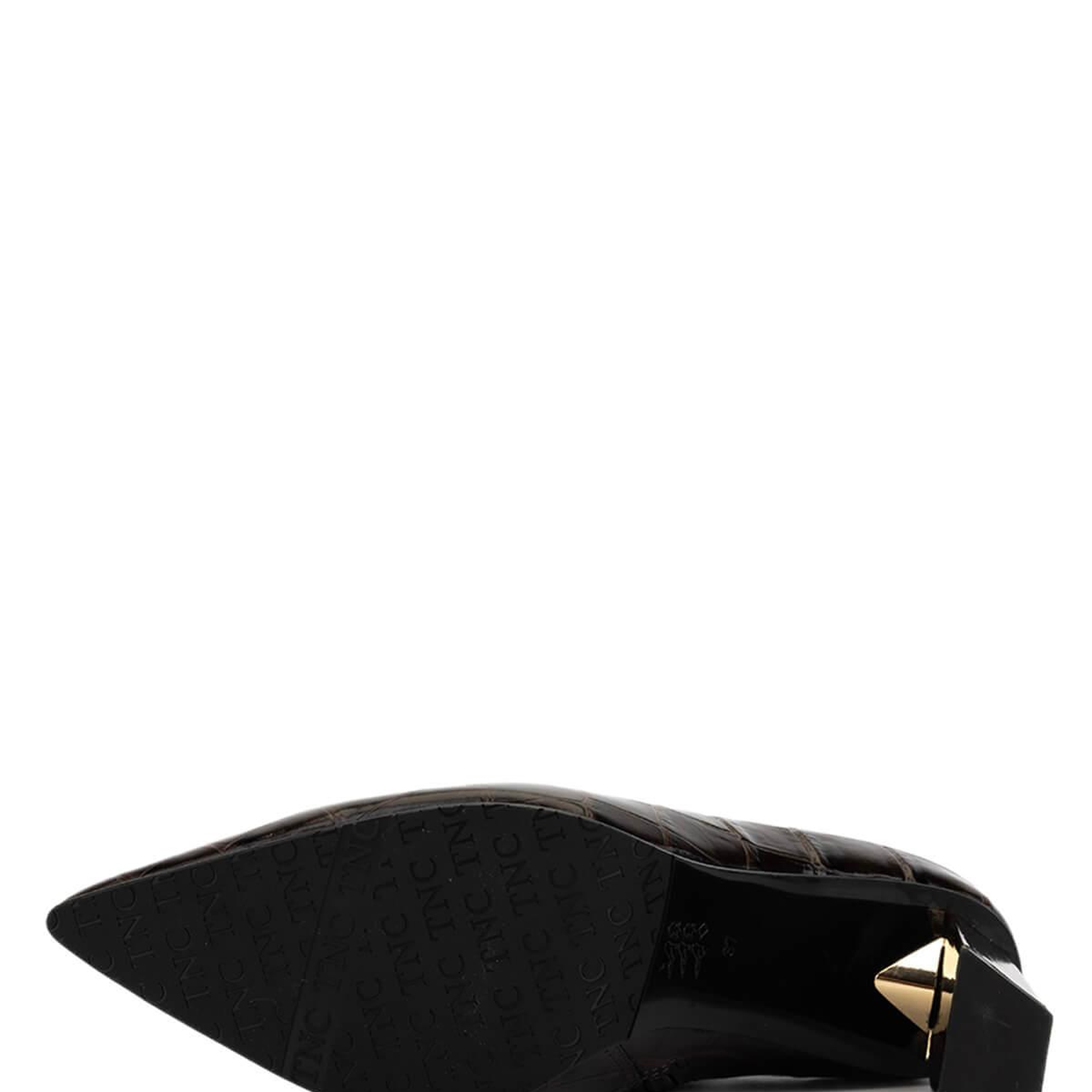 Tamer Tanca Kadın Hakiki Deri Kahverengi Kroko Topuklu Bot