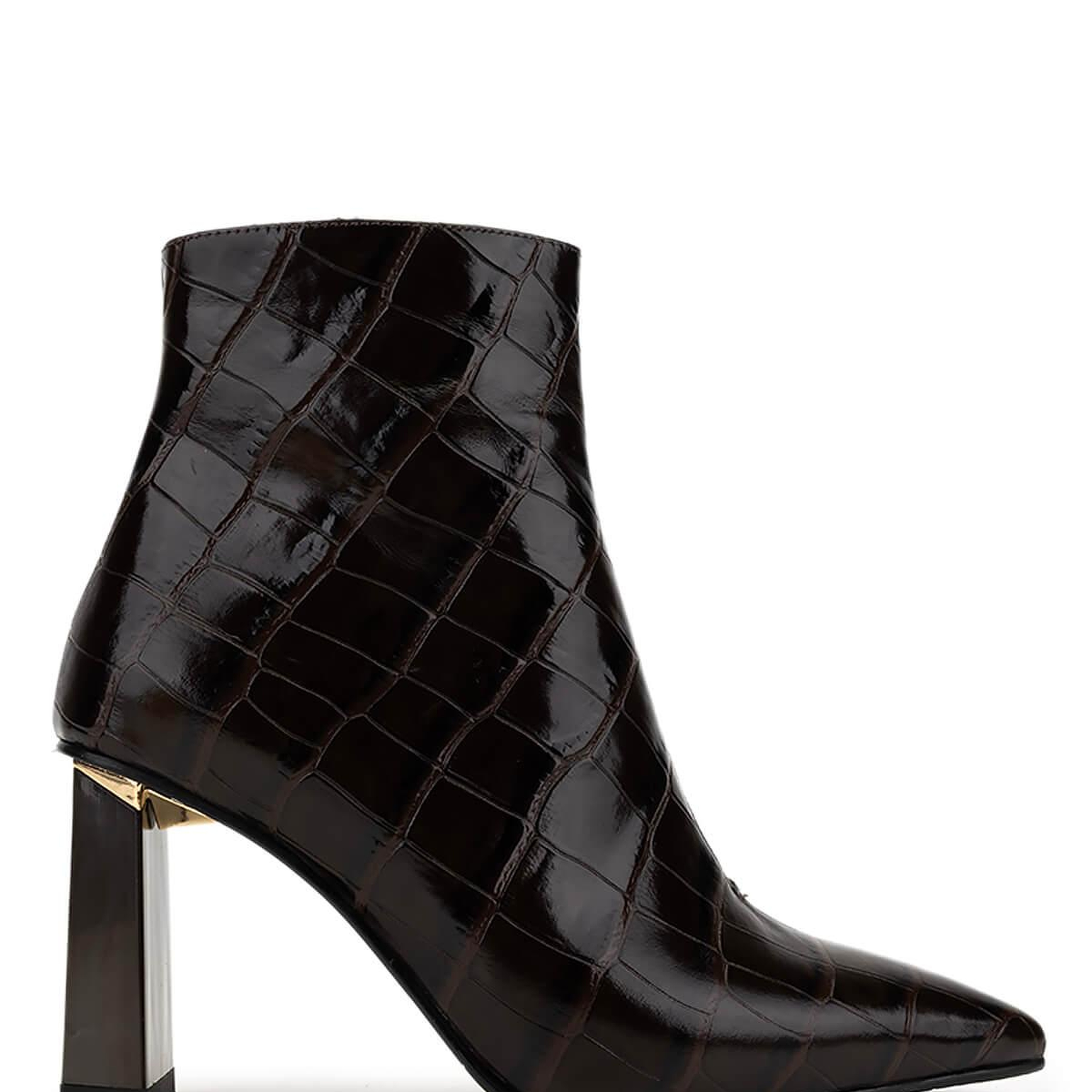 Tamer Tanca Kadın Hakiki Deri Kahverengi Kroko Topuklu Bot