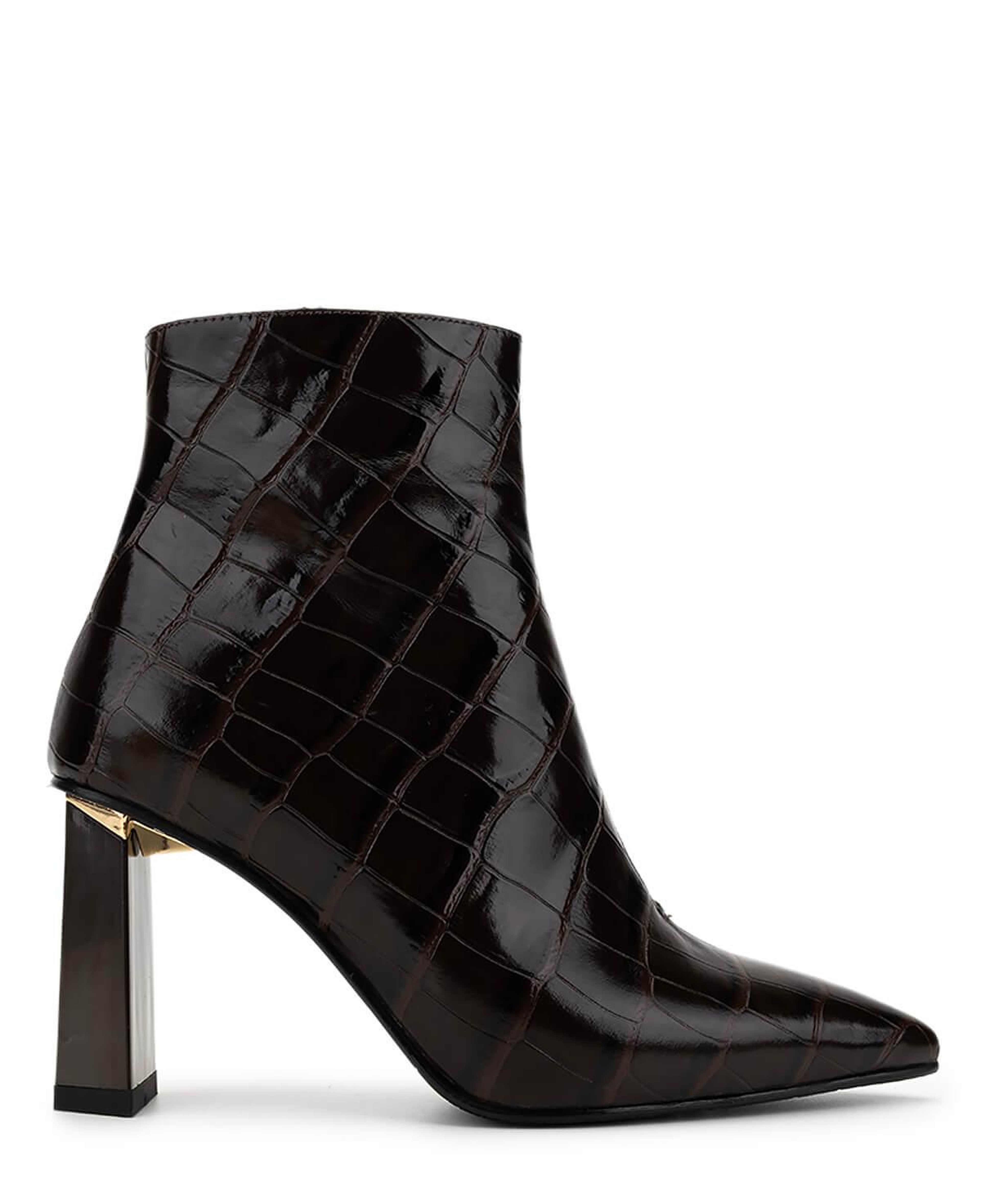 Tamer Tanca Kadın Hakiki Deri Kahverengi Kroko Topuklu Bot