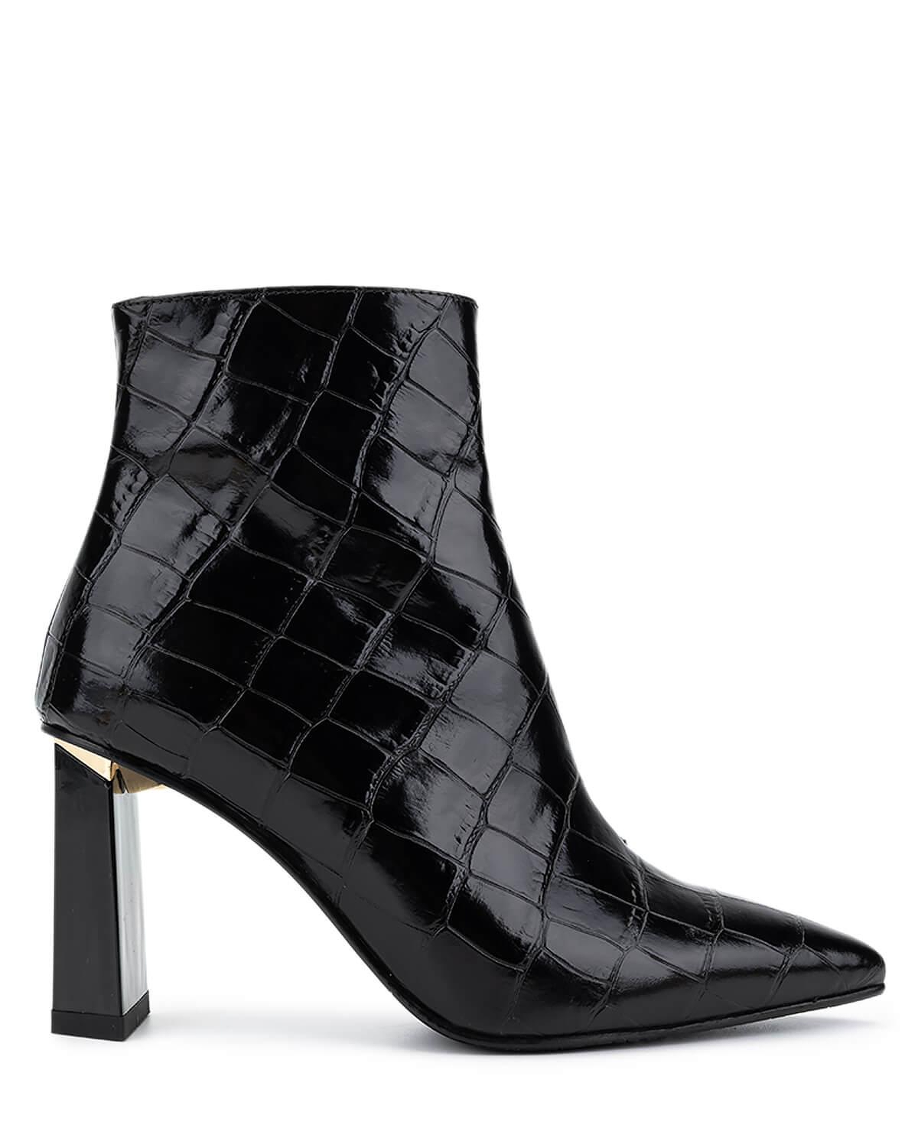 Tamer Tanca Kadın Hakiki Deri Siyah Kroko Topuklu Bot
