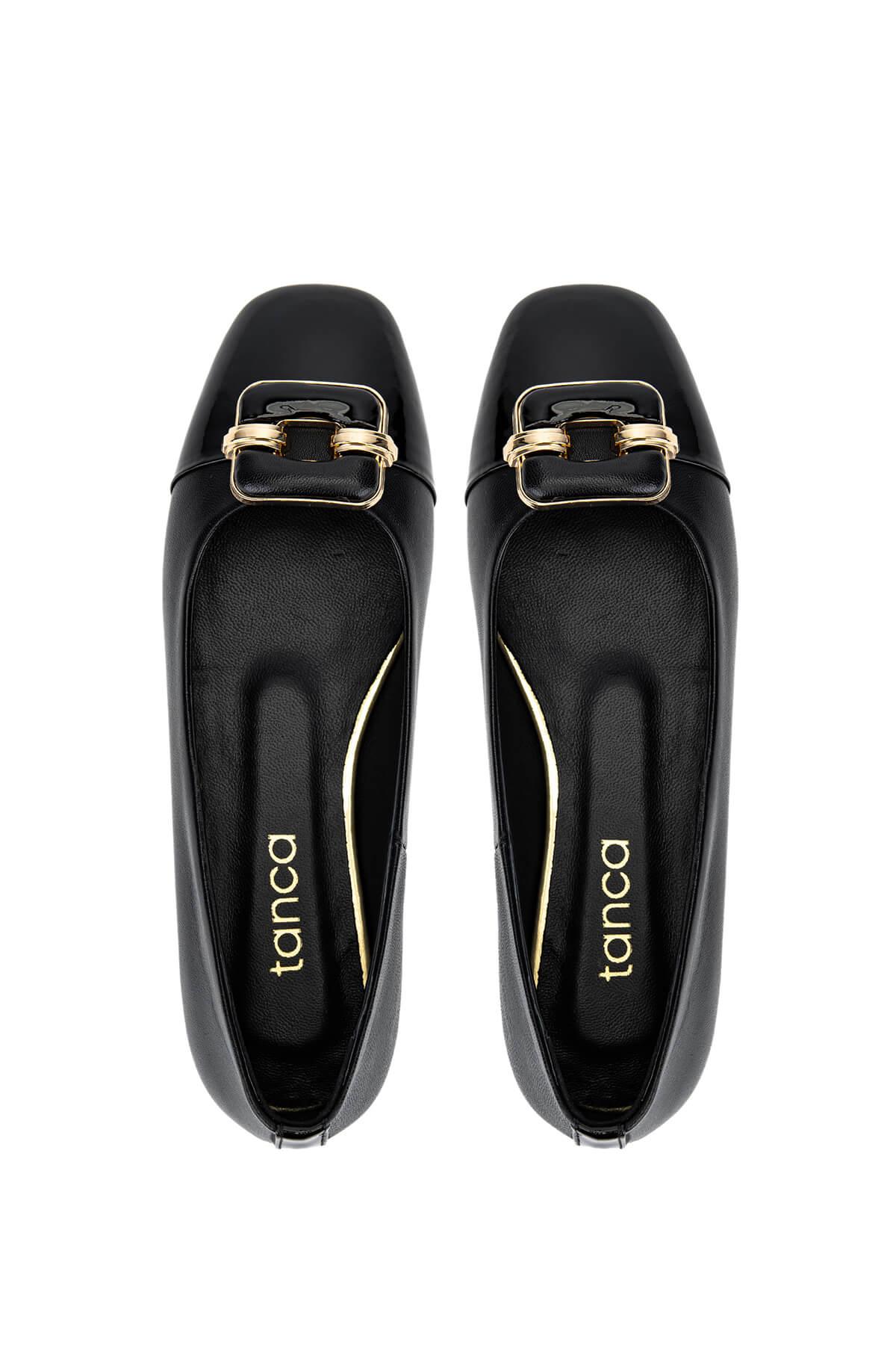 Tamer Tanca Kadın Hakiki Deri Siyah Babet Ayakkabı