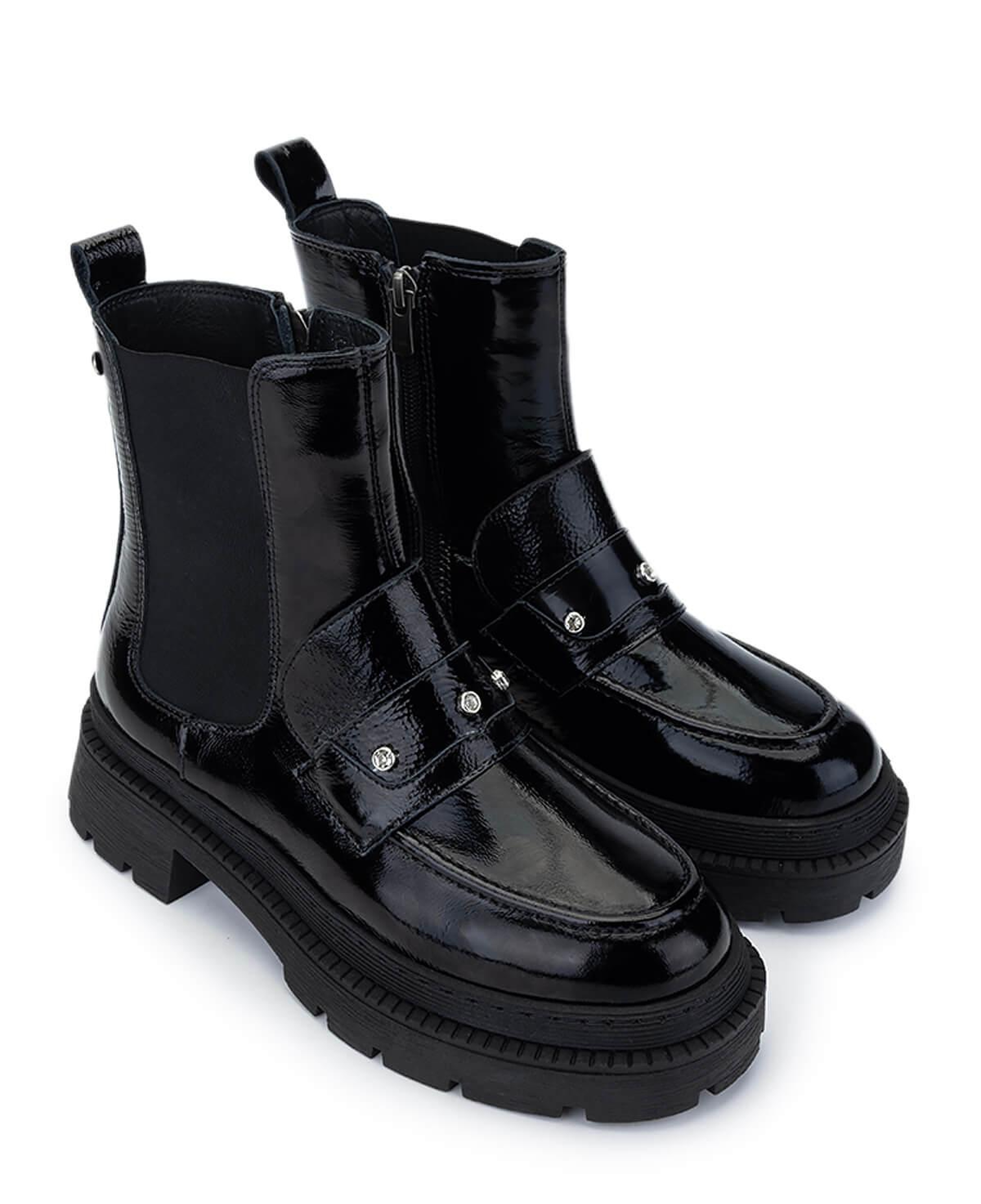 Tamer Tanca Kadın Hakiki Deri Siyah Rugan Casual Bot