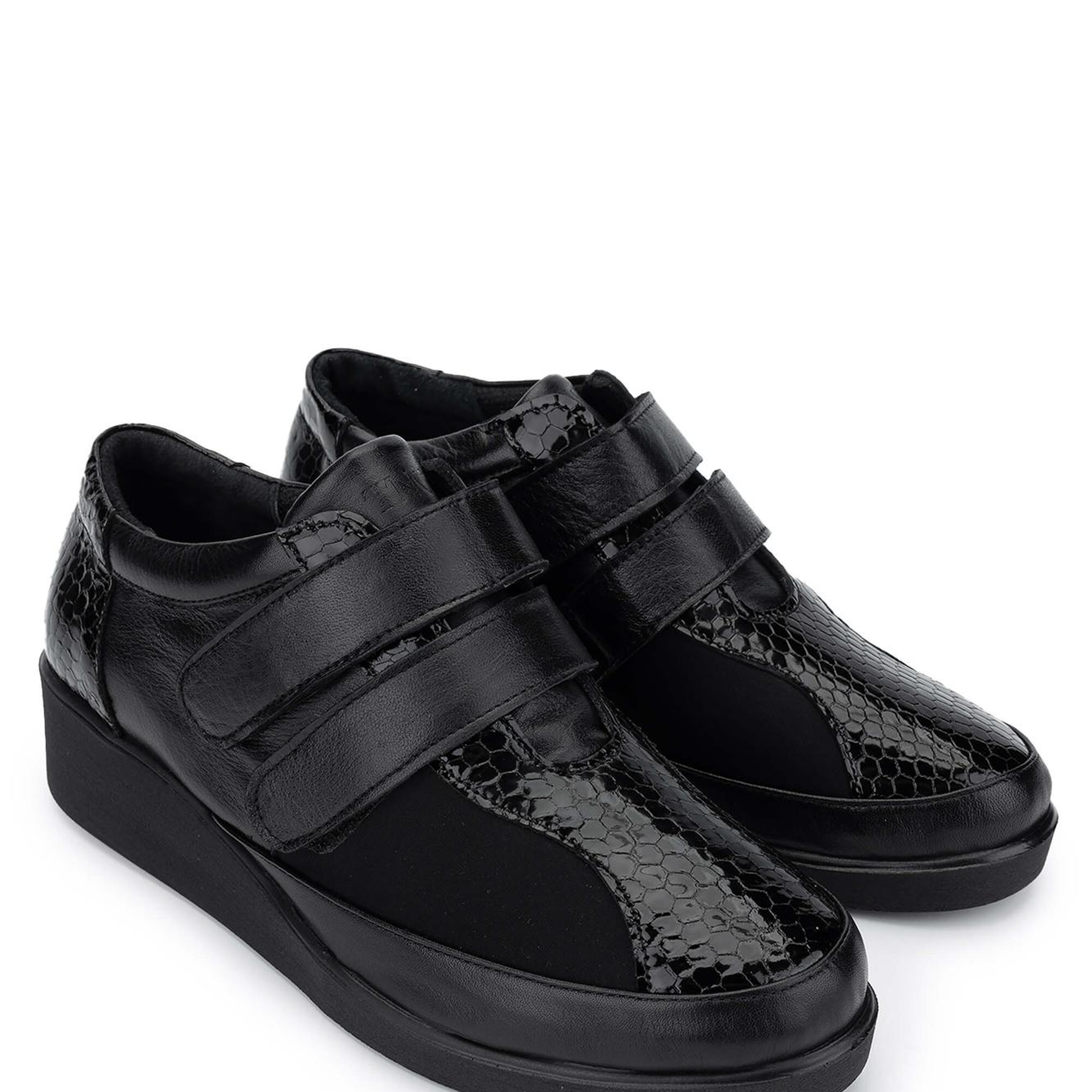 Tamer Tanca Kadın Hakiki Deri Siyah Rugan Casual Ayakkabı