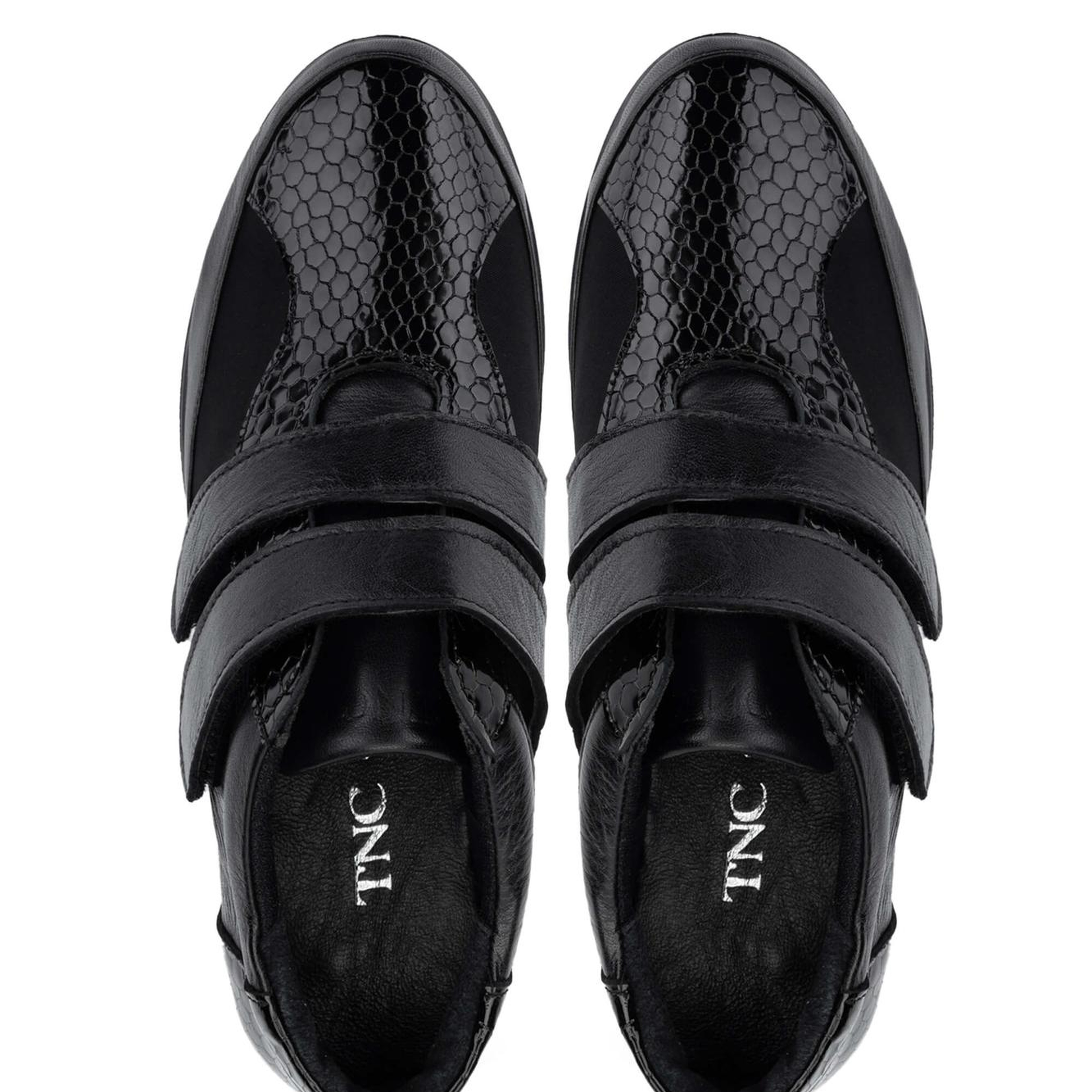 Tamer Tanca Kadın Hakiki Deri Siyah Rugan Casual Ayakkabı