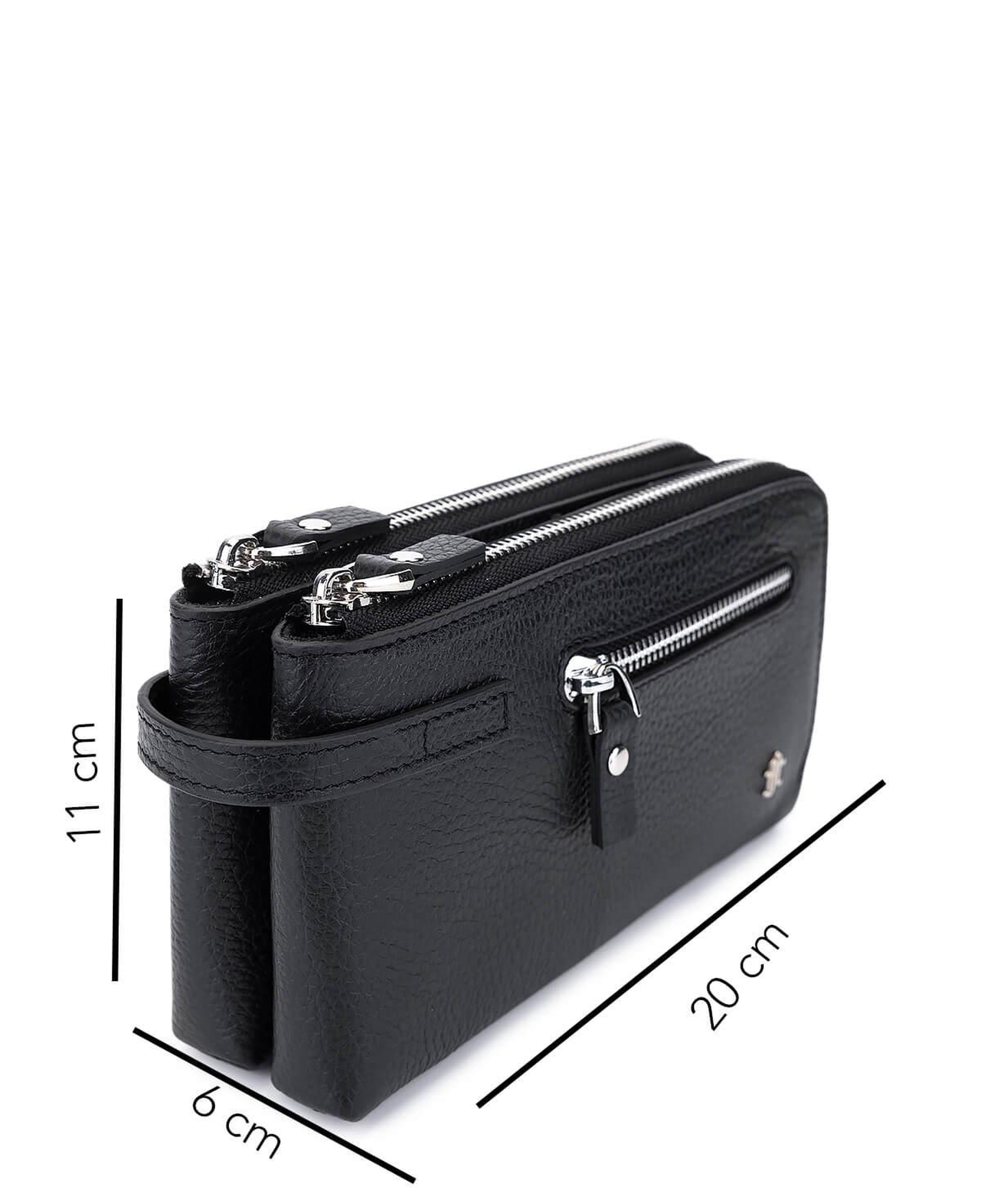 Tamer Tanca Erkek Hakiki Deri Siyah Floter El Çantası