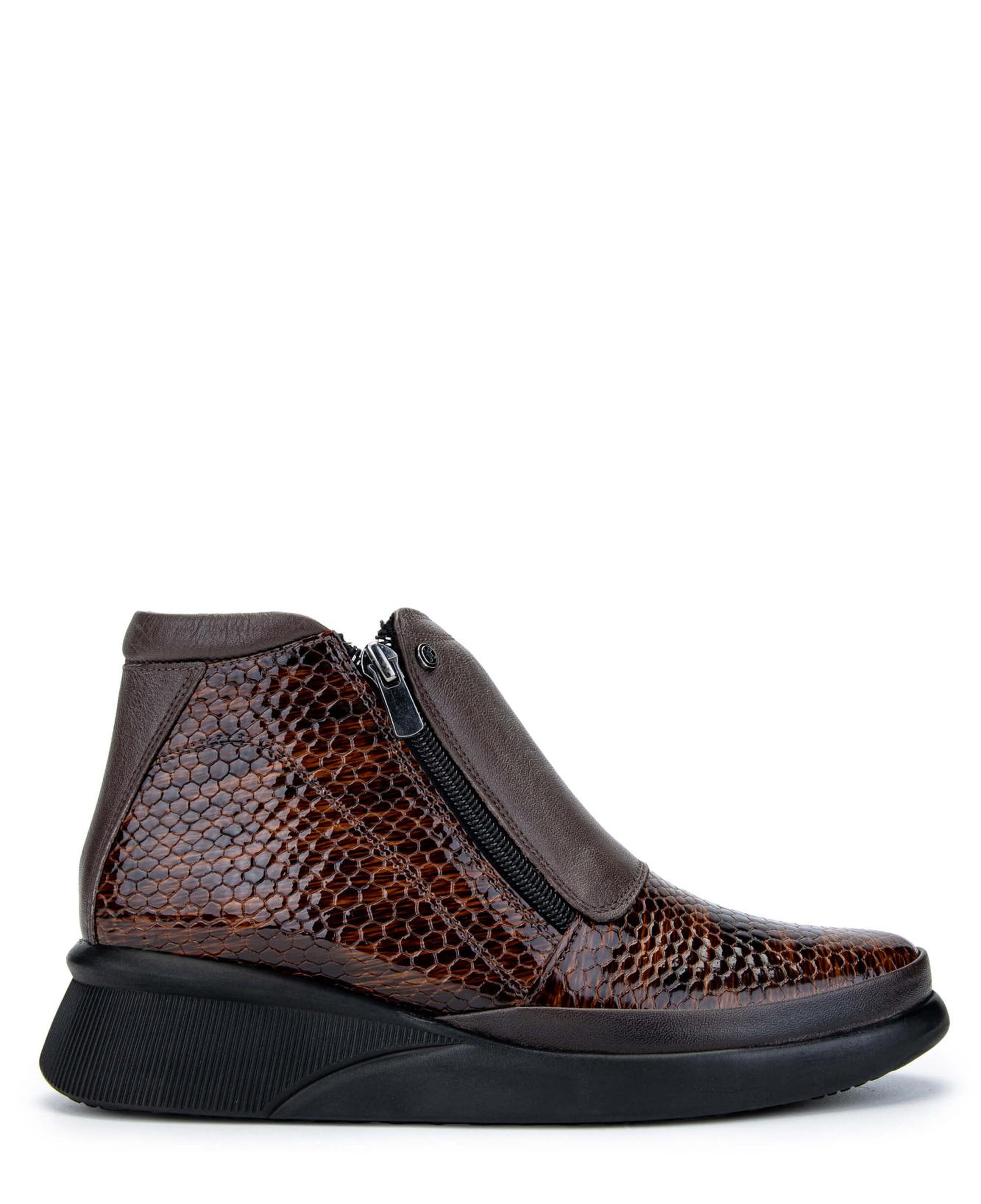 Tamer Tanca Kadın Hakiki Deri Kahverengi Kroko Casual Bot