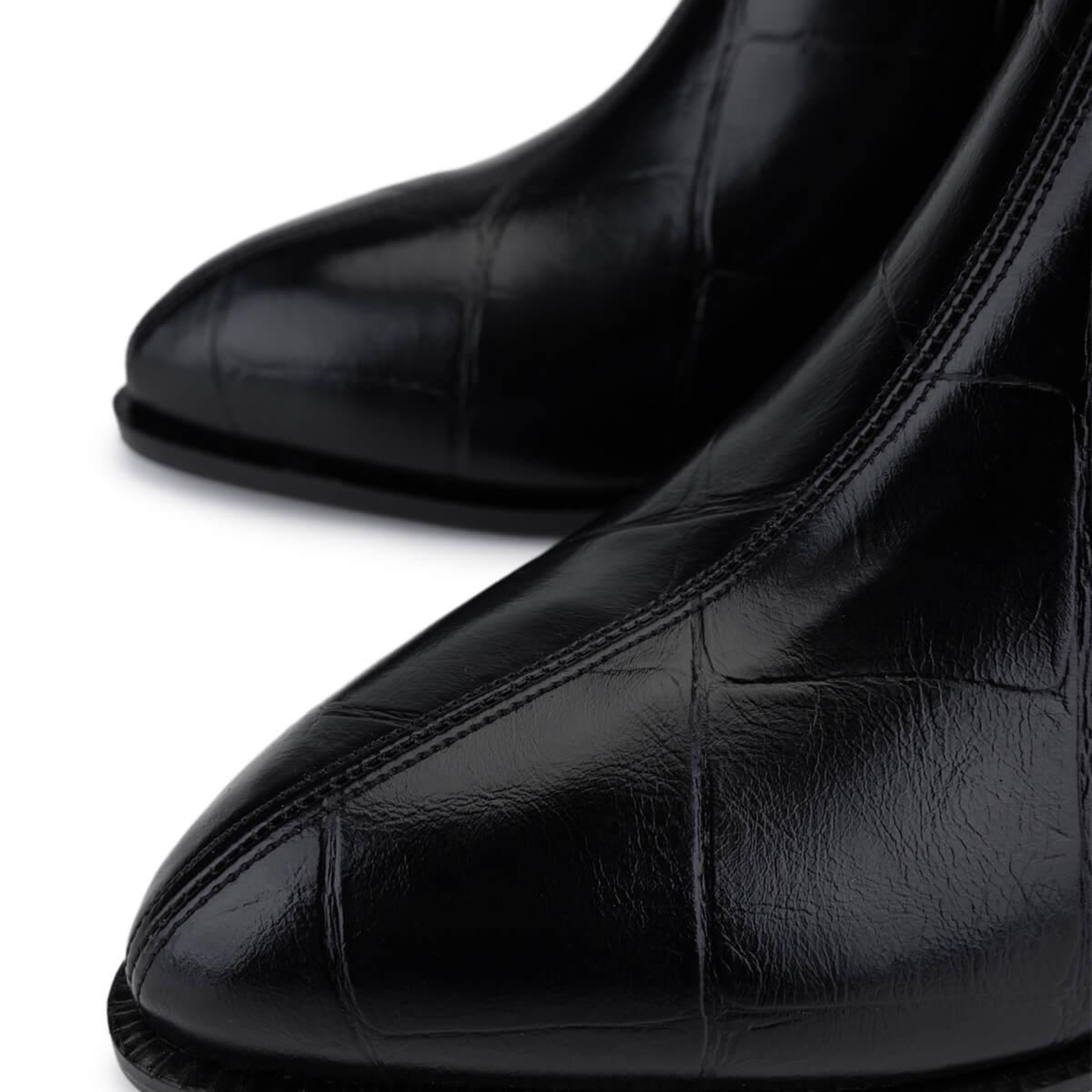 Tamer Tanca Kadın Suni Deri Siyah Kroko Topuklu Bot