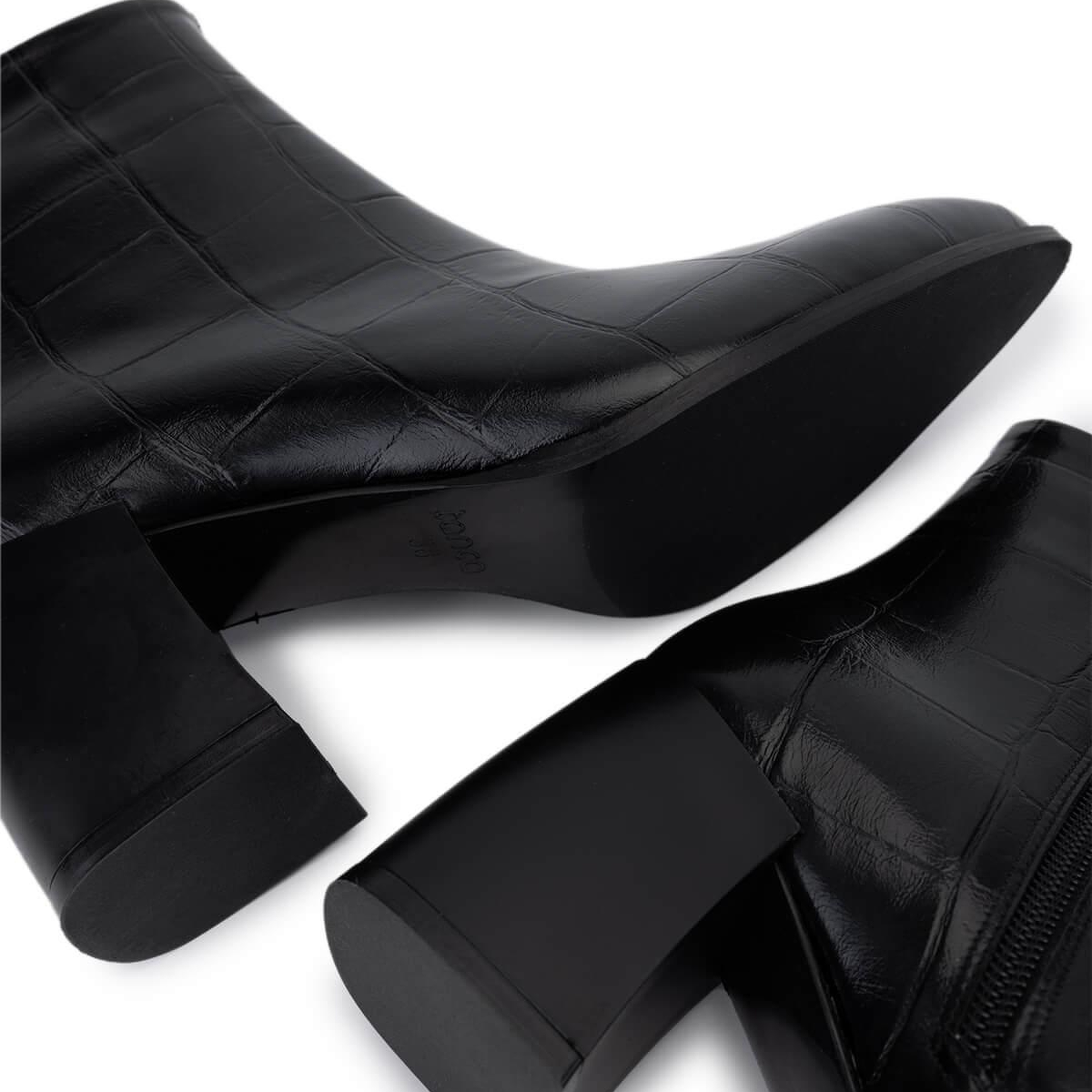 Tamer Tanca Kadın Suni Deri Siyah Kroko Topuklu Bot