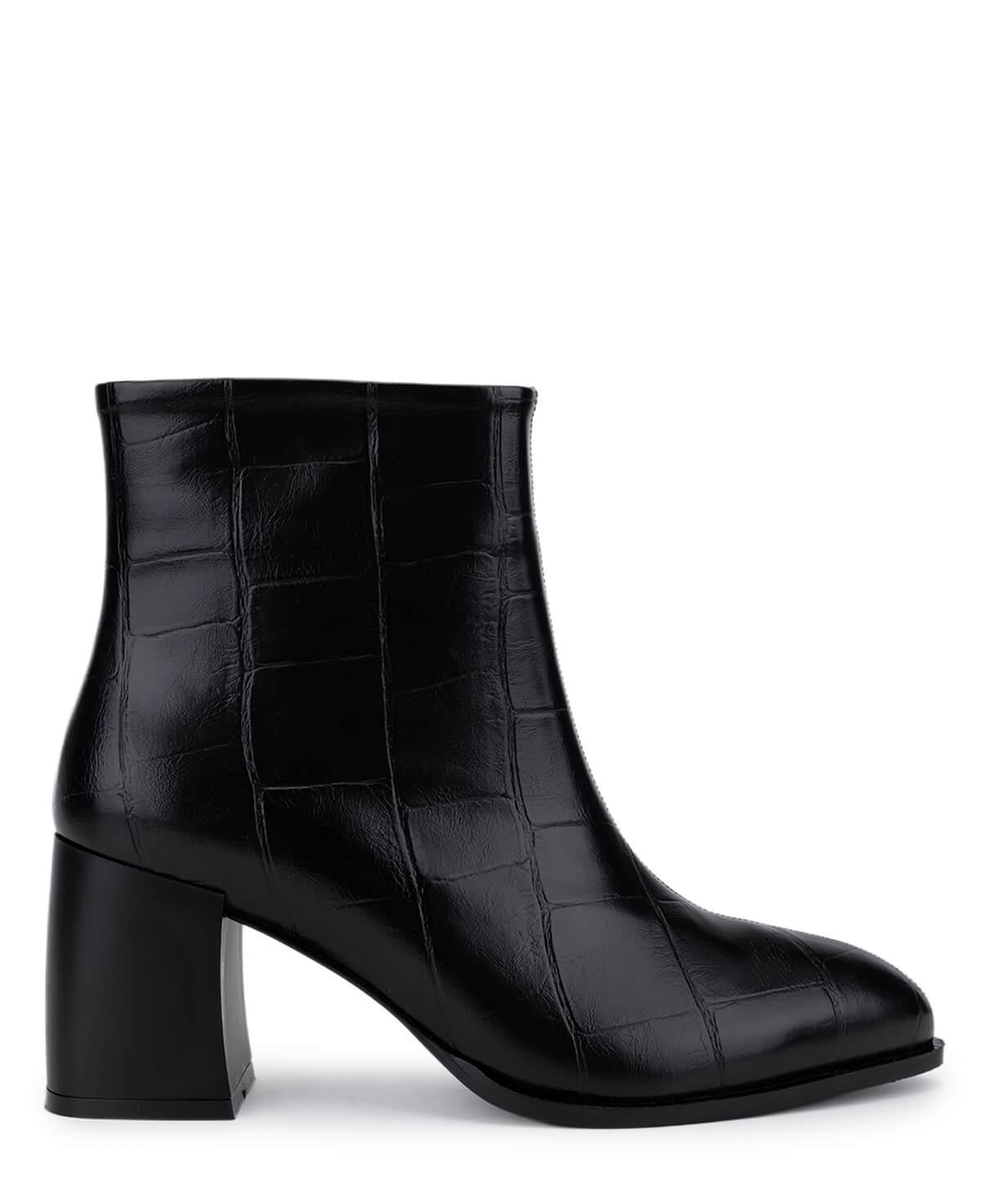 Tamer Tanca Kadın Suni Deri Siyah Kroko Topuklu Bot