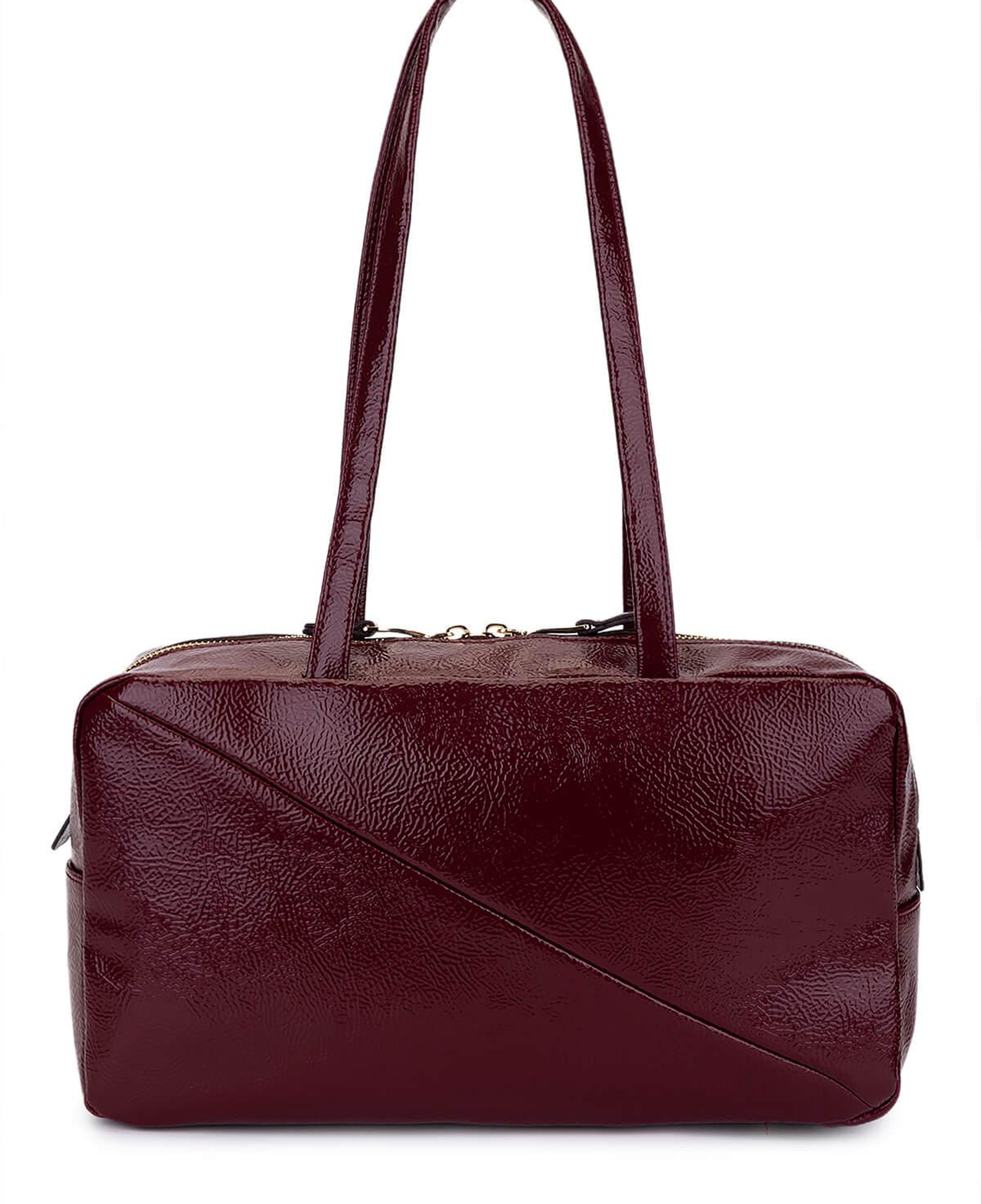 Tamer Tanca Kadın Suni Deri Bordo Rugan Kol Çantası