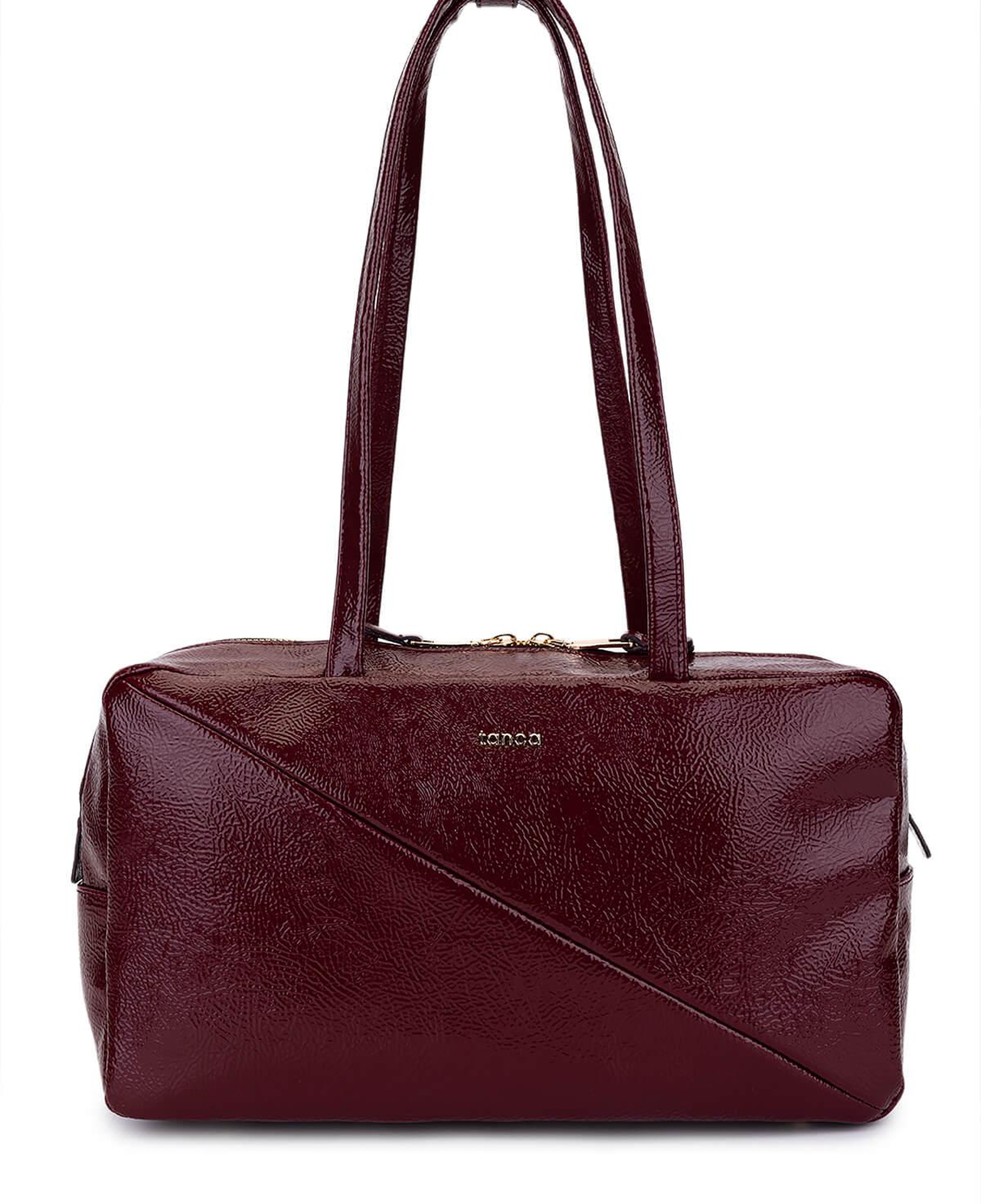 Tamer Tanca Kadın Suni Deri Bordo Rugan Kol Çantası