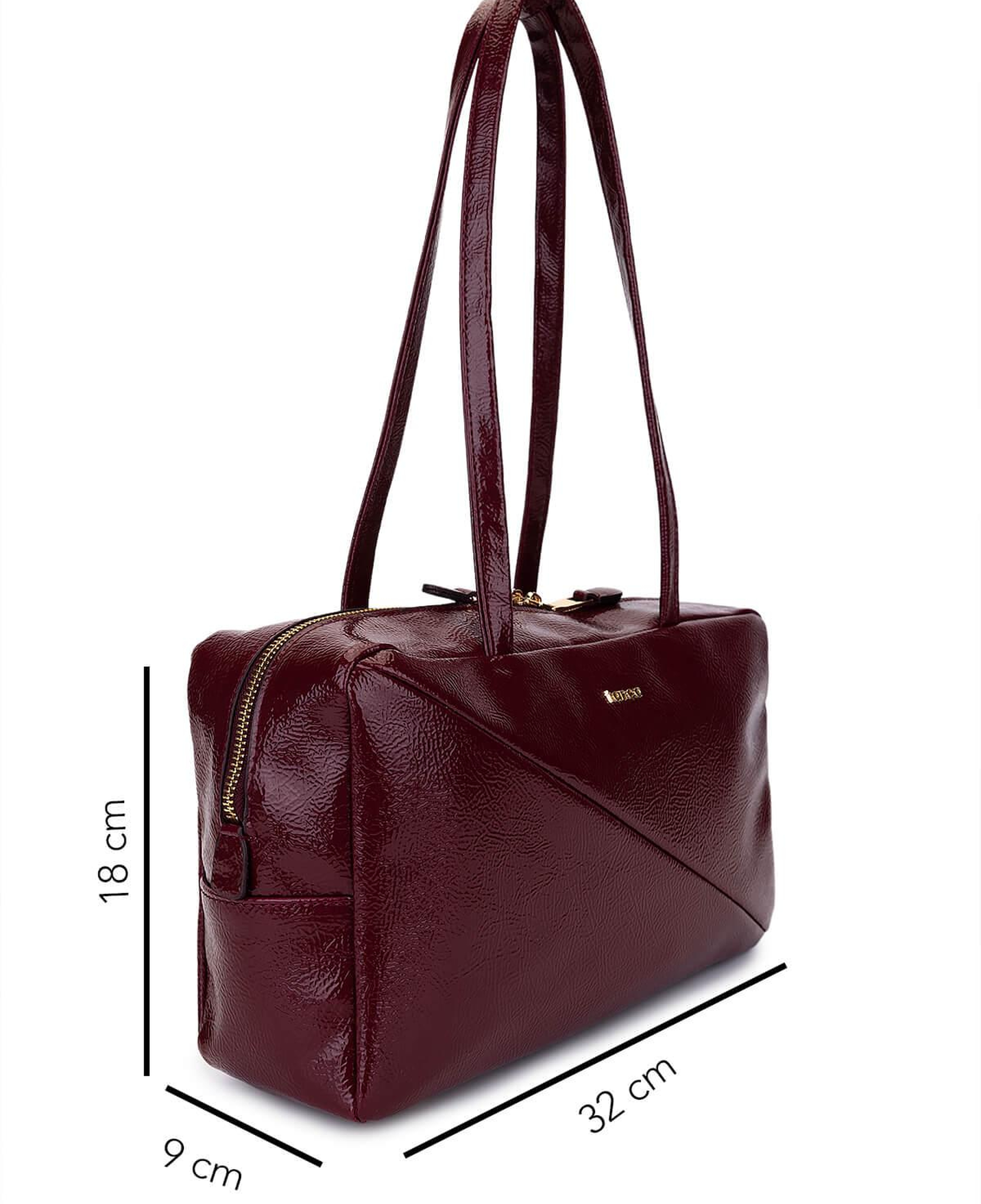 Tamer Tanca Kadın Suni Deri Bordo Rugan Kol Çantası