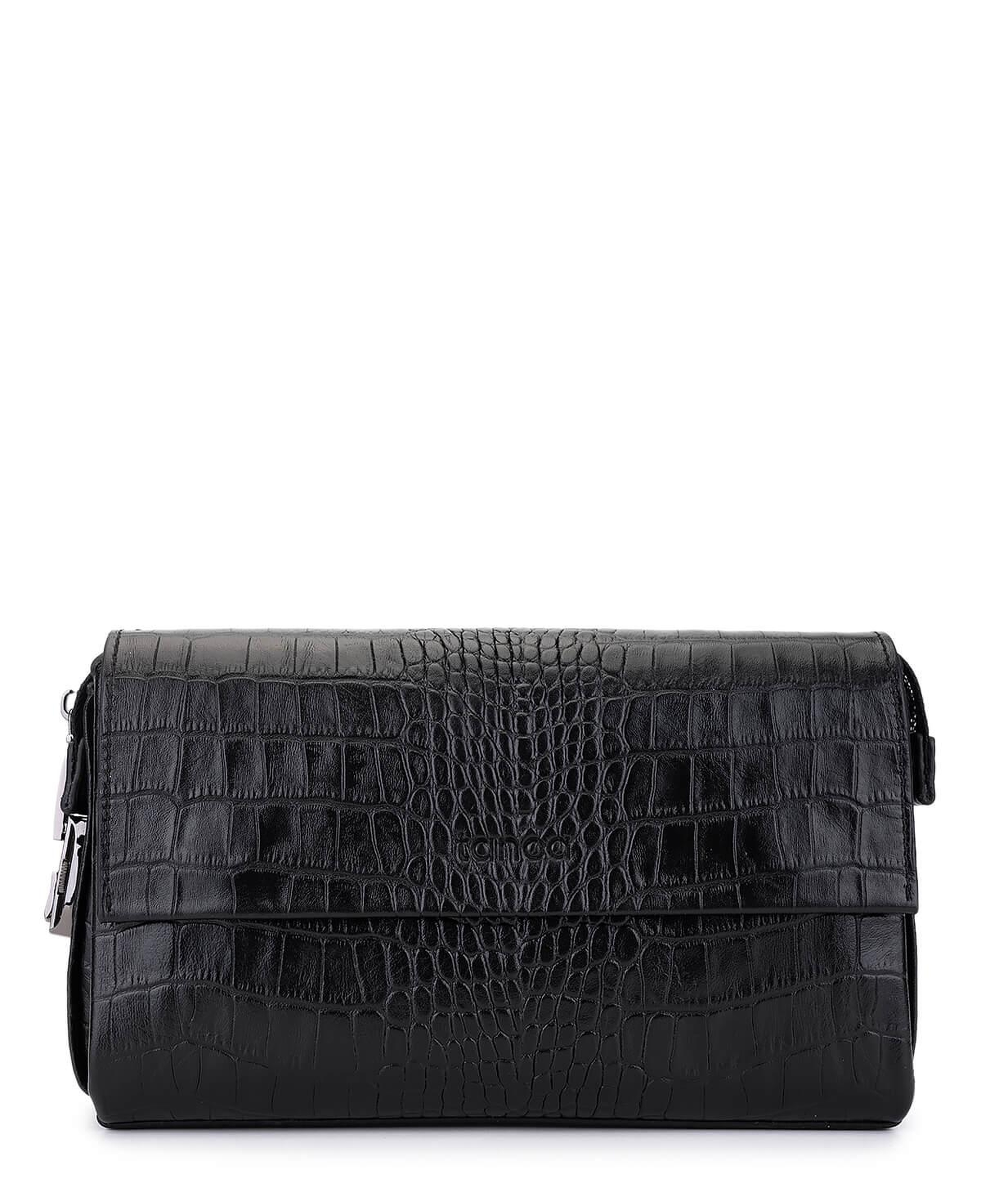 Tamer Tanca Erkek Hakiki Deri Siyah Kroko El Çantası
