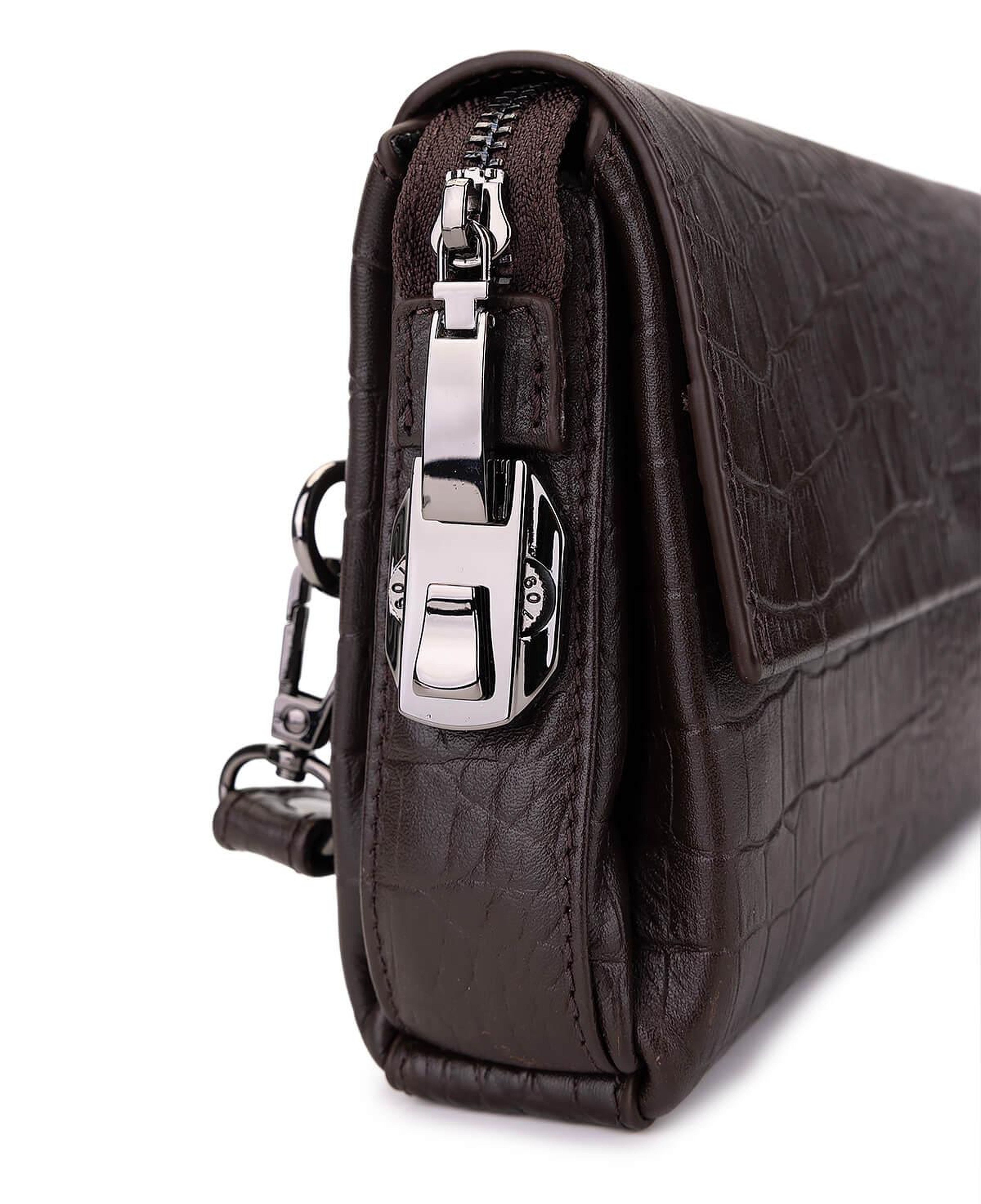 Tamer Tanca Erkek Hakiki Deri Kahverengi Kroko El Çantası