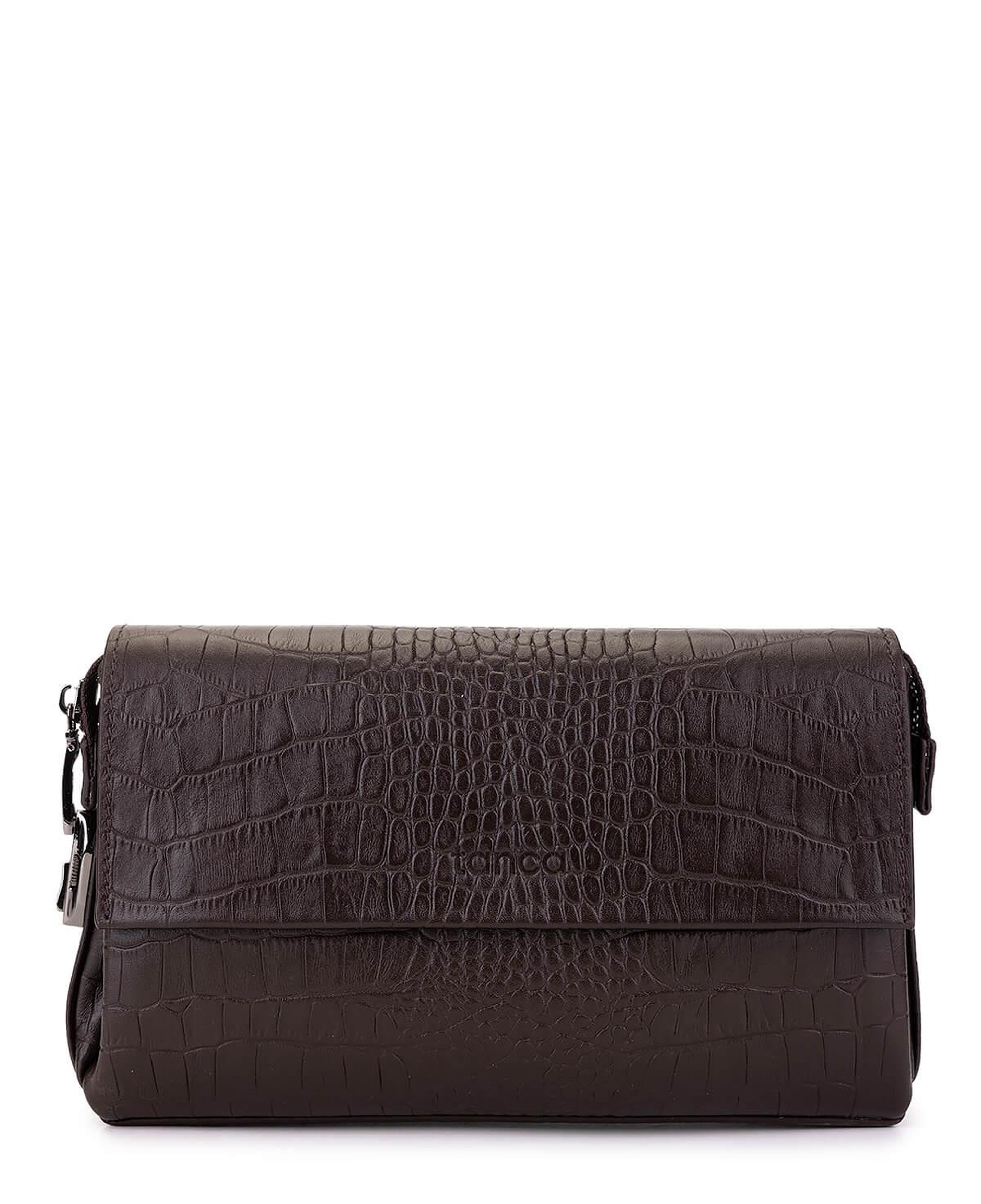 Tamer Tanca Erkek Hakiki Deri Kahverengi Kroko El Çantası