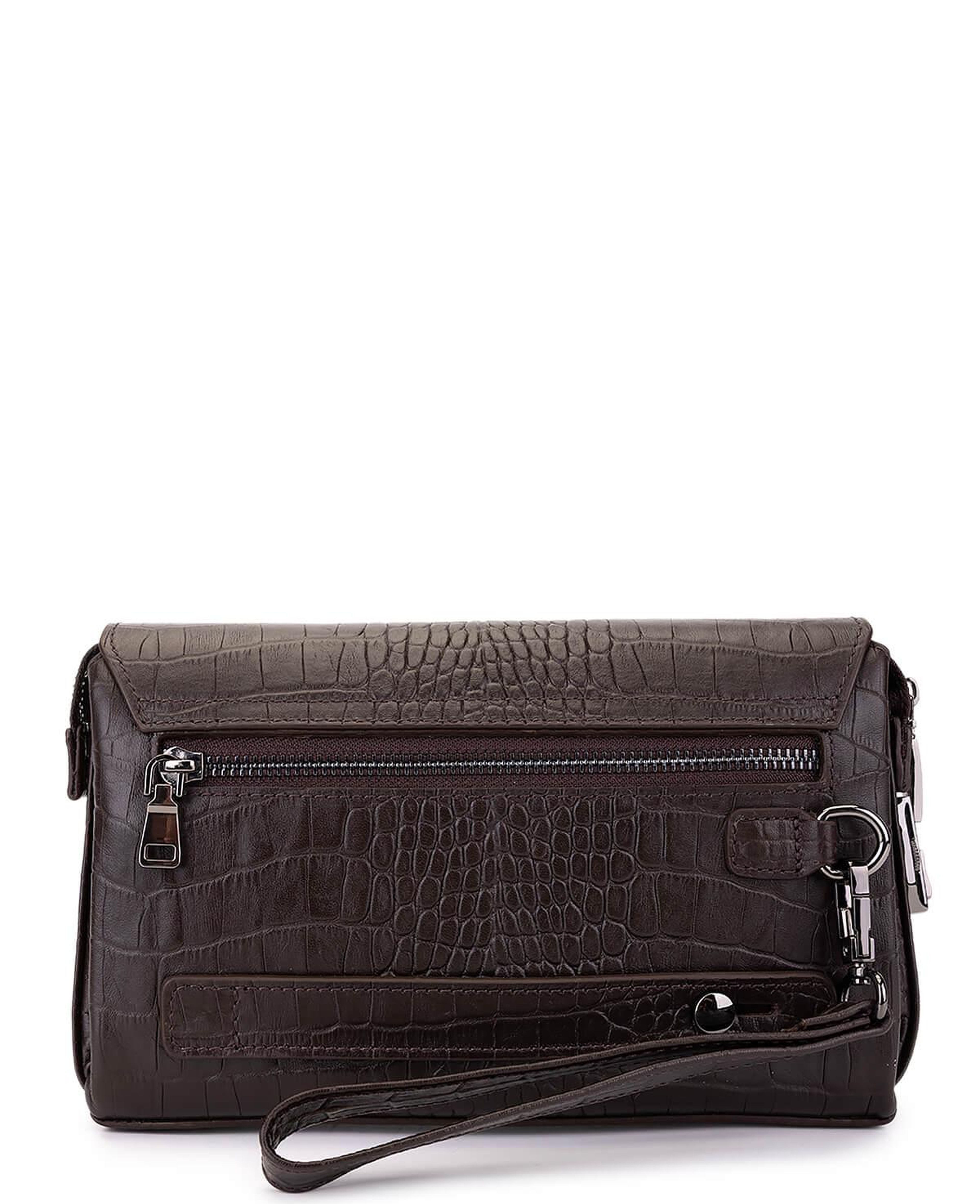 Tamer Tanca Erkek Hakiki Deri Kahverengi Kroko El Çantası