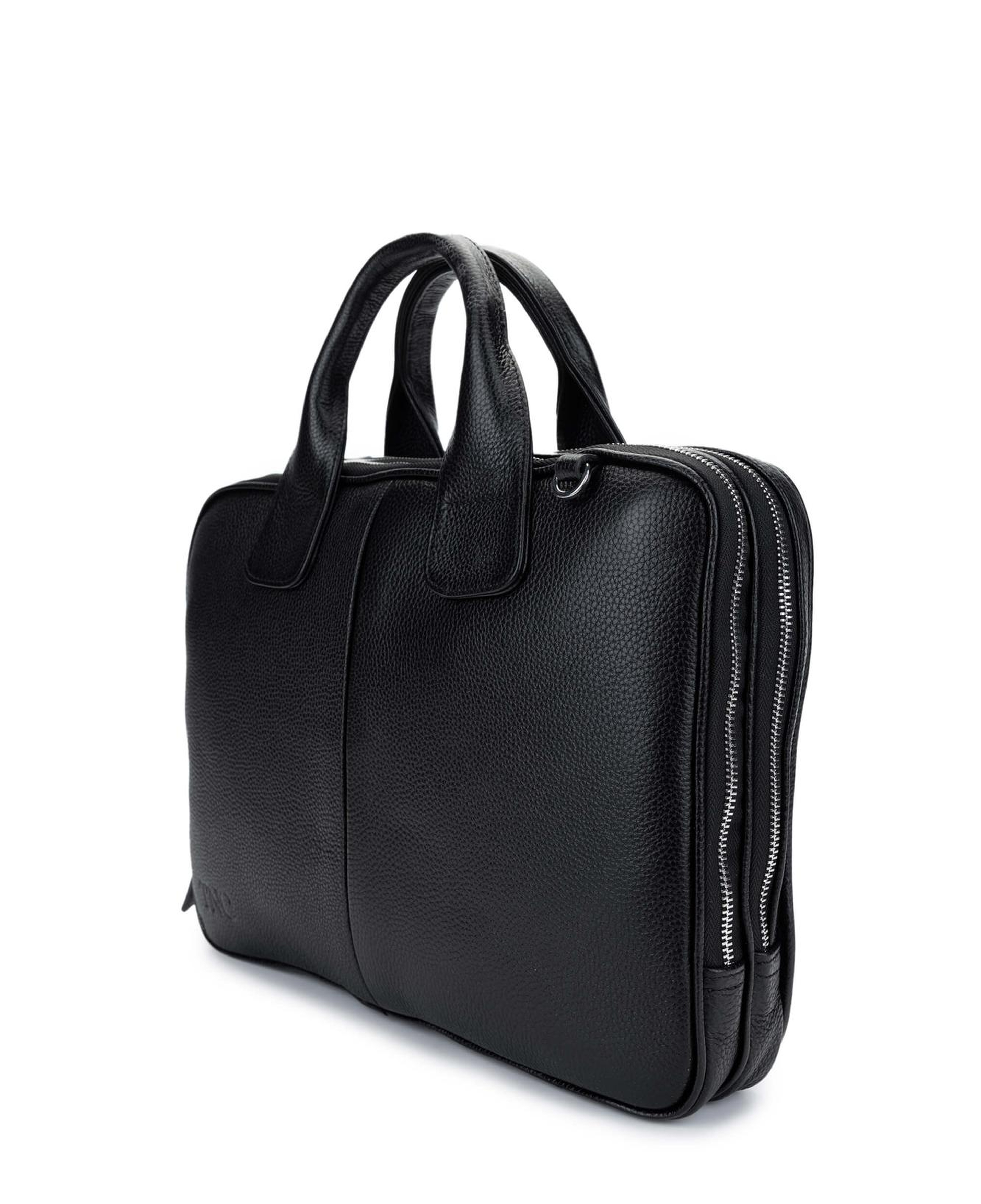 Tamer Tanca Unisex Hakiki Deri Siyah Floter Evrak Çantası