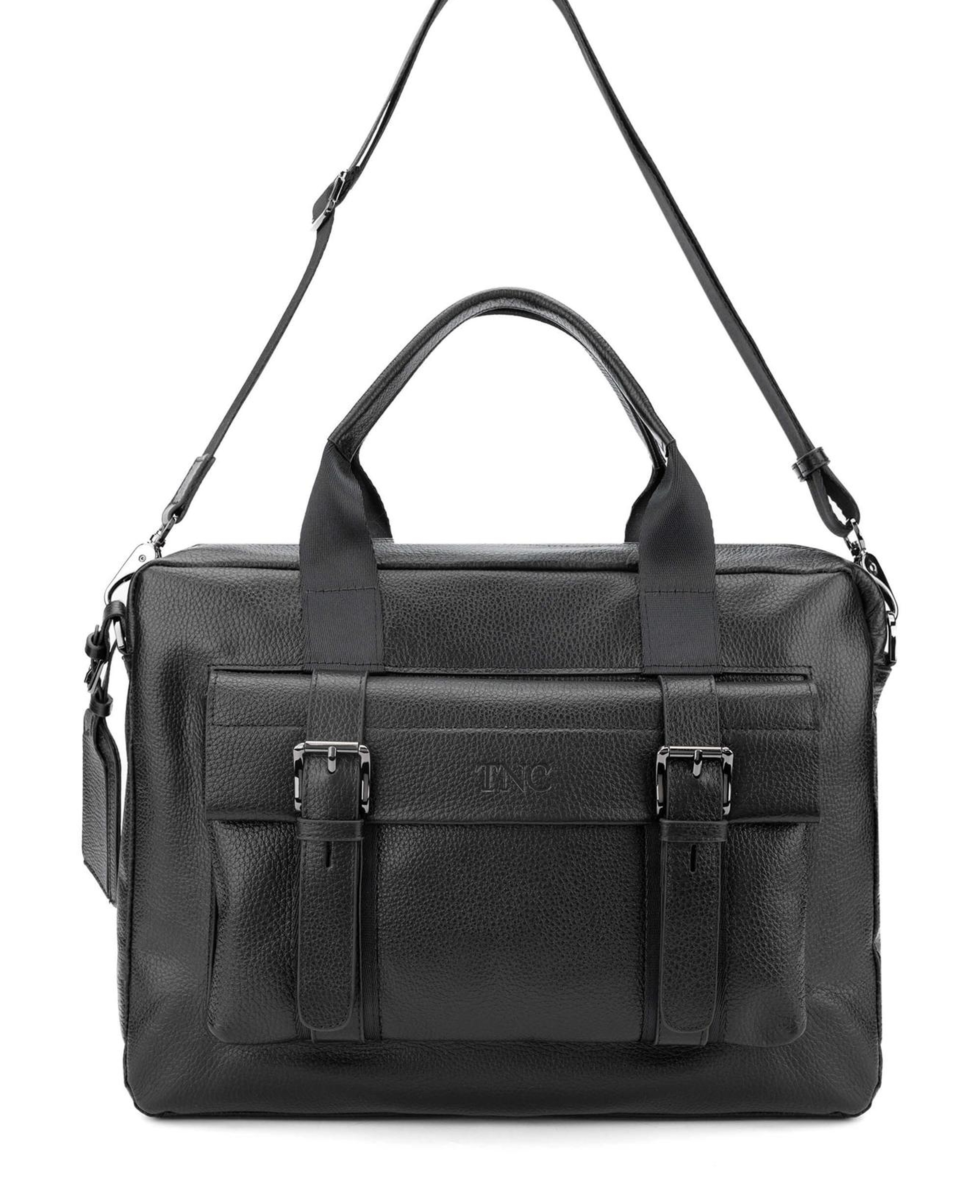 Tamer Tanca Erkek Hakiki Deri Siyah Floter Evrak Çantası