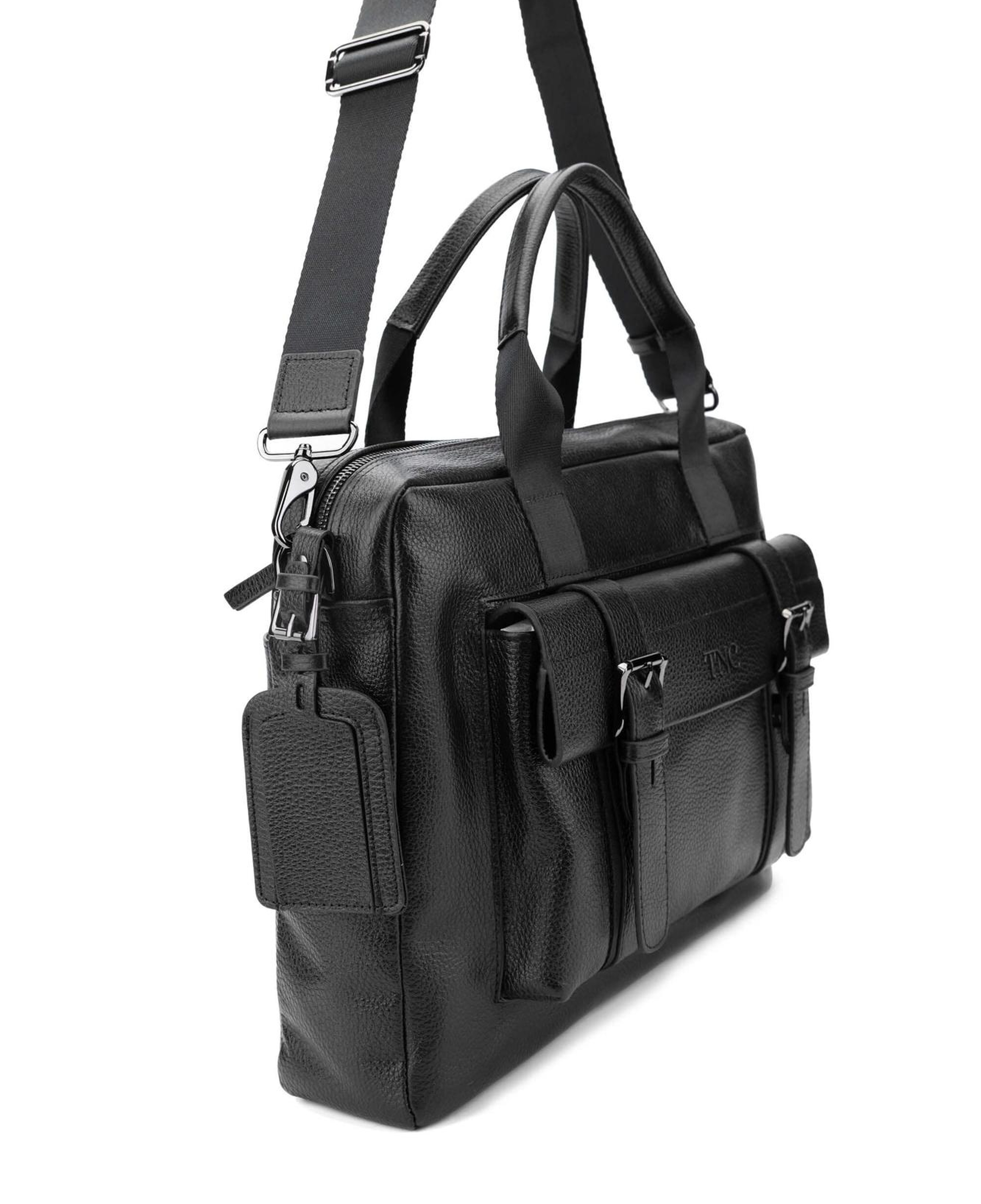 Tamer Tanca Erkek Hakiki Deri Siyah Floter Evrak Çantası