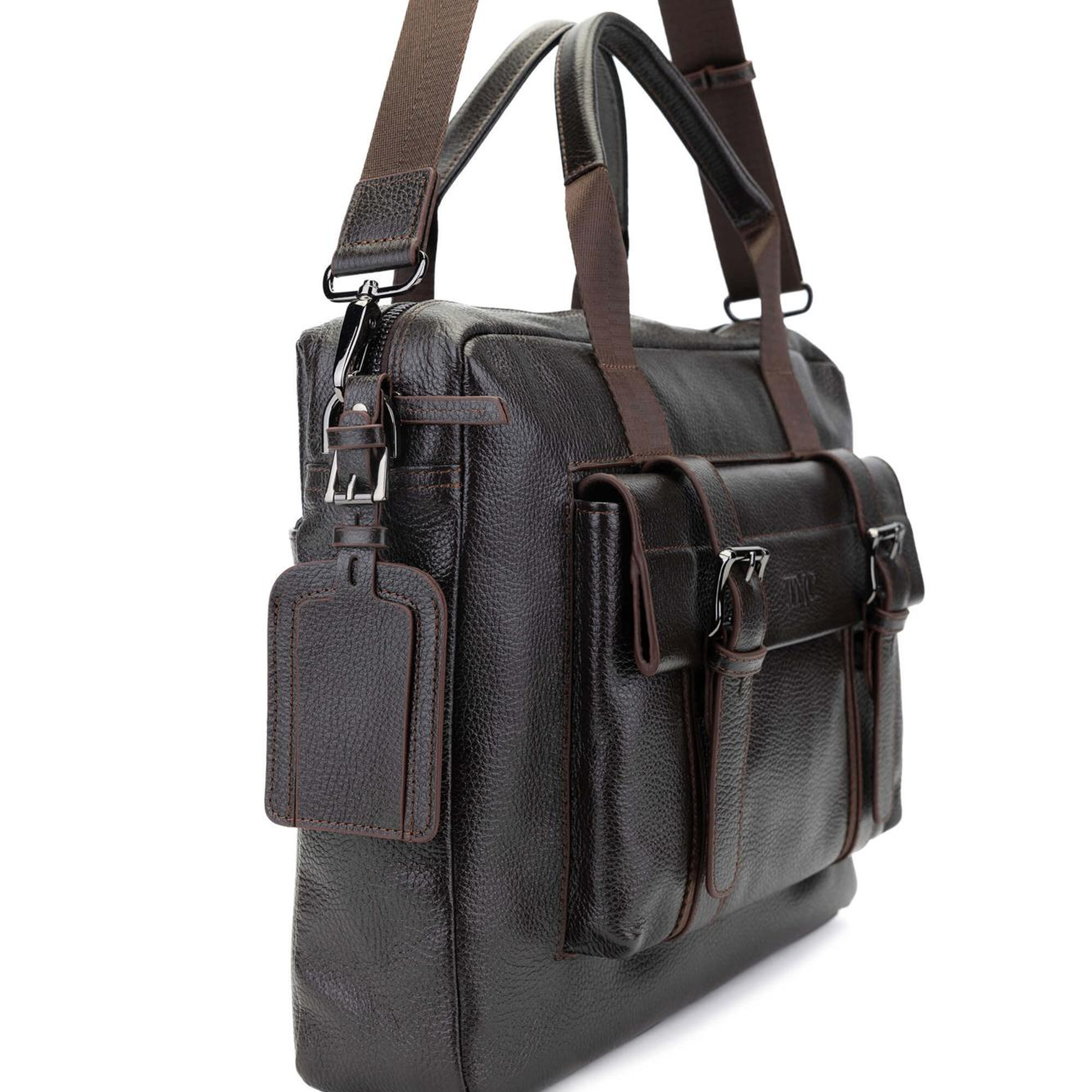 Tamer Tanca Erkek Hakiki Deri Kahverengi Floter Evrak Çantası