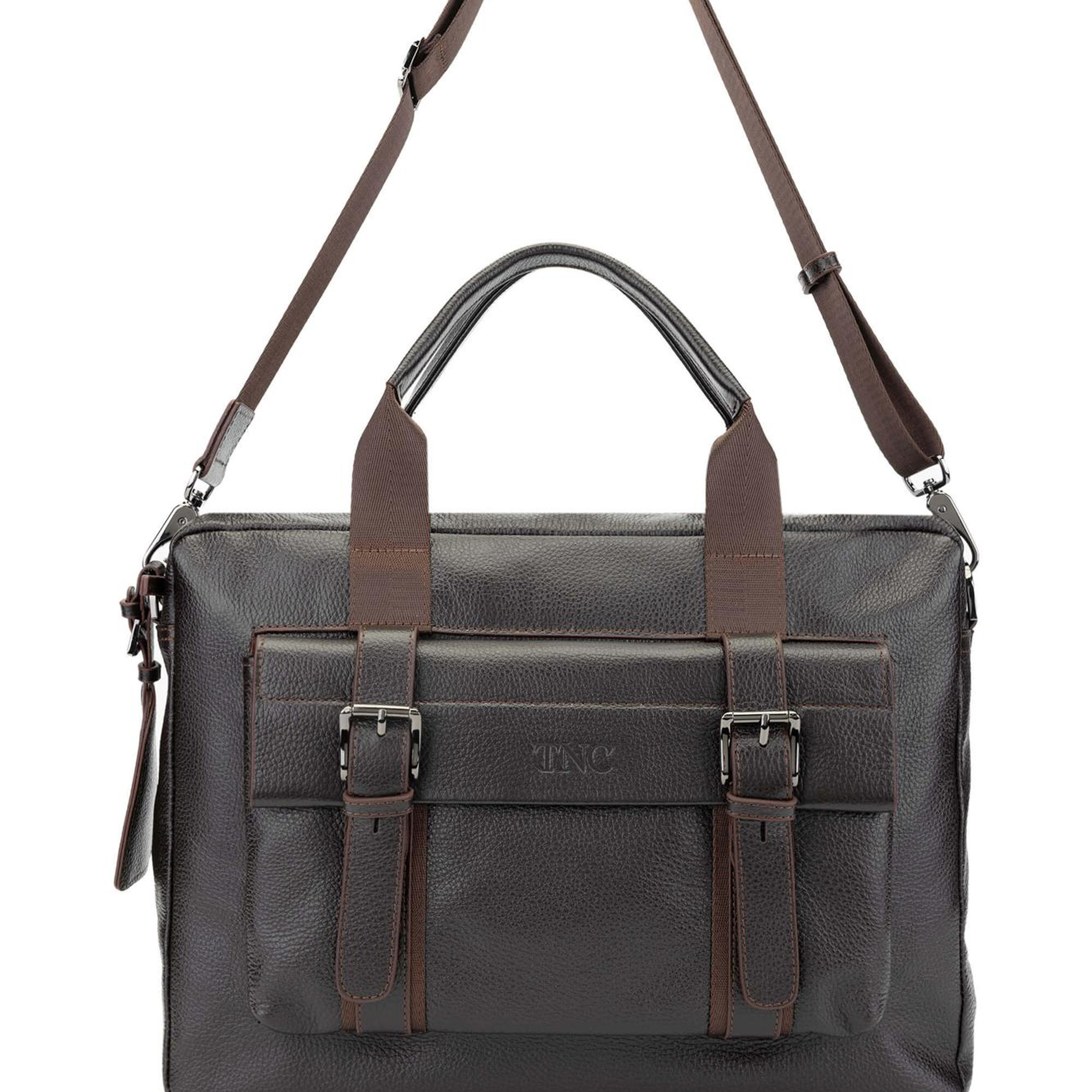 Tamer Tanca Erkek Hakiki Deri Kahverengi Floter Evrak Çantası