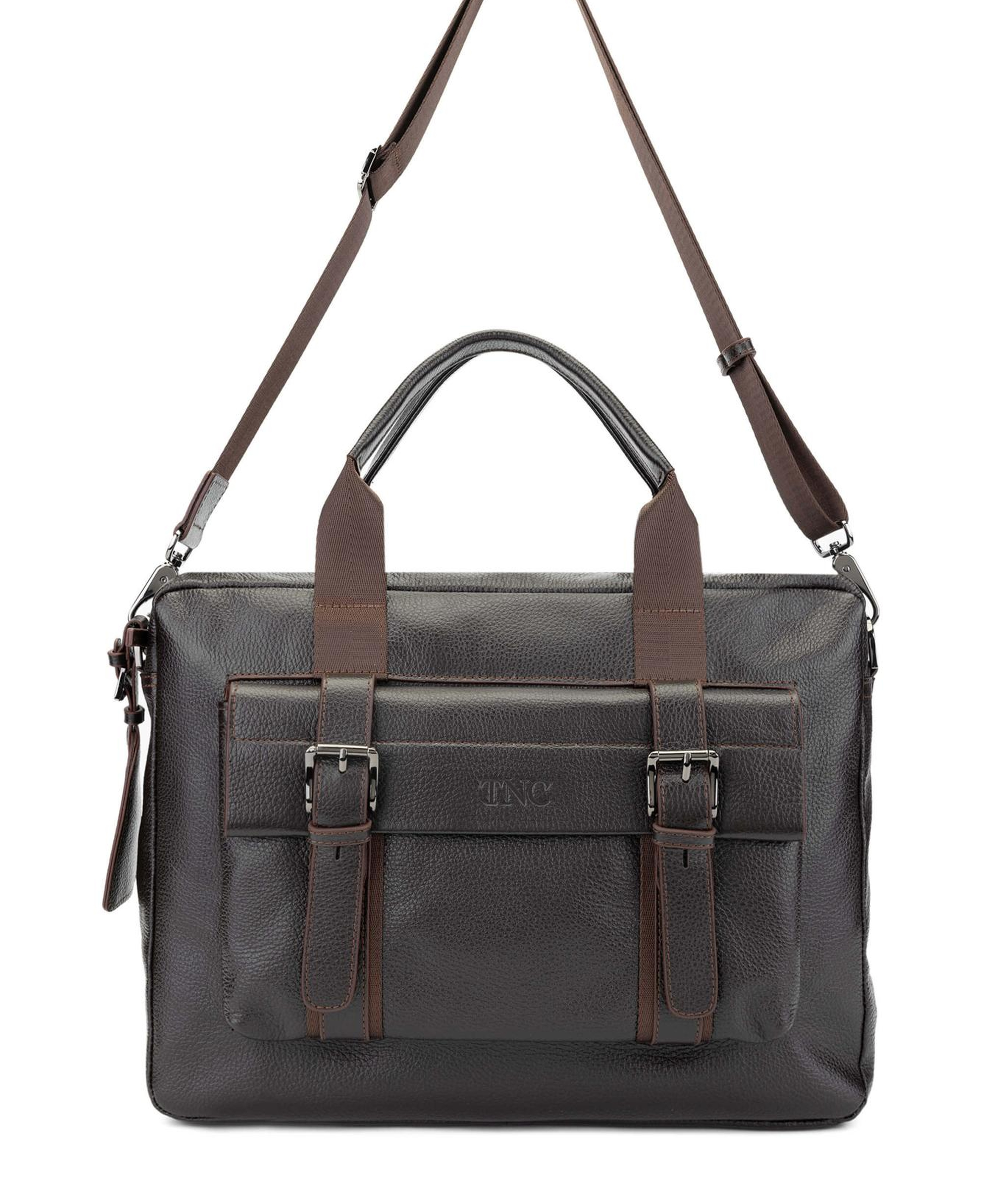 Tamer Tanca Erkek Hakiki Deri Kahverengi Floter Evrak Çantası