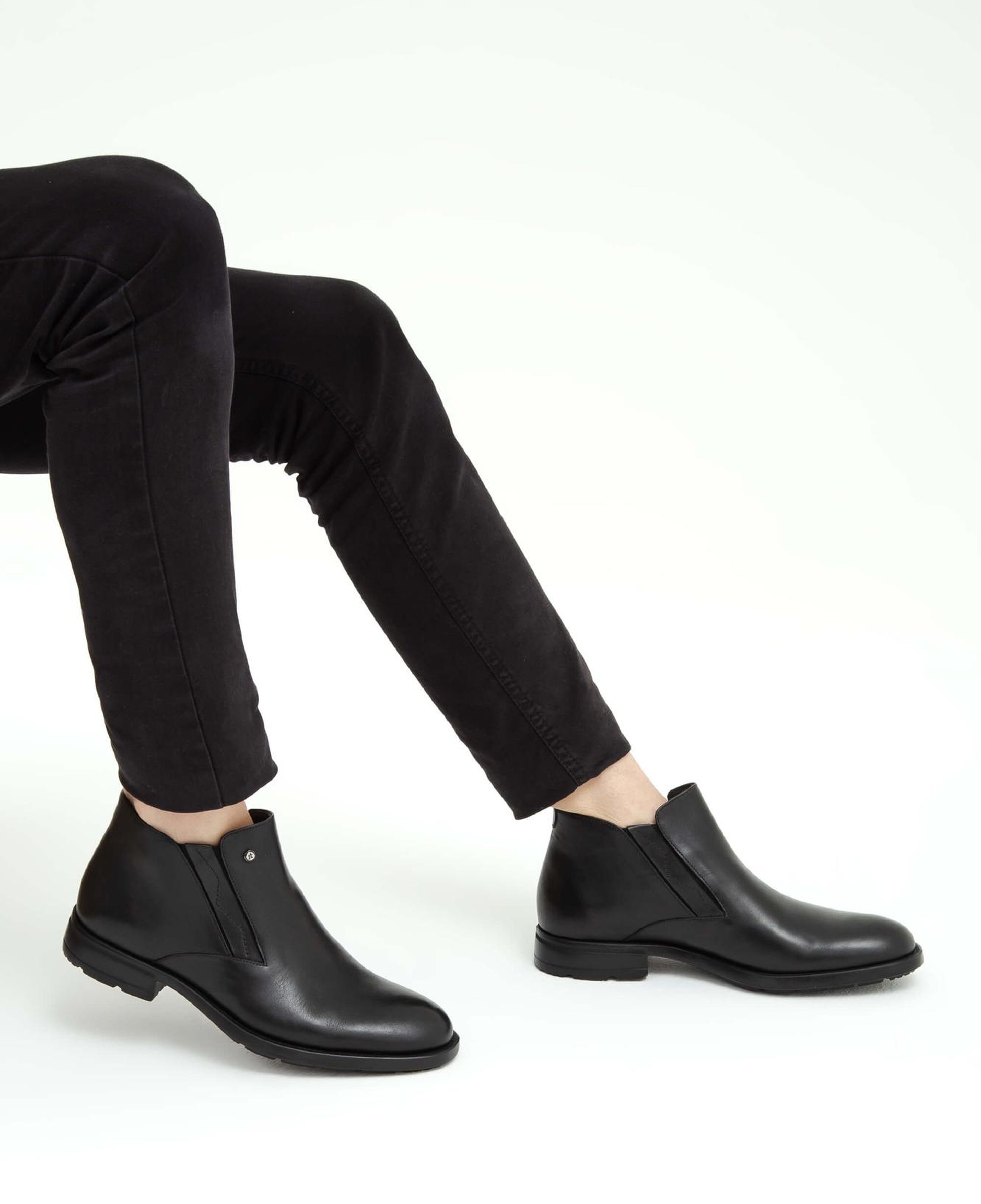 Tamer Tanca Erkek Hakiki Deri Siyah Casual Bot