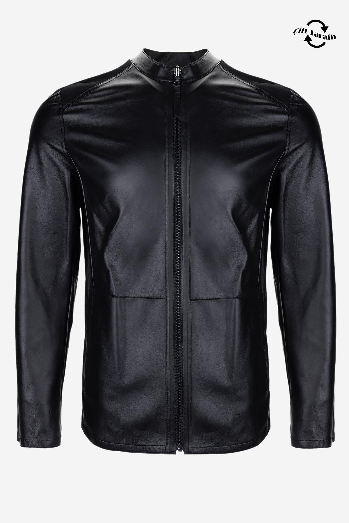 Valmenti Erkek Hakiki Deri Siyah Süet Deri Mont