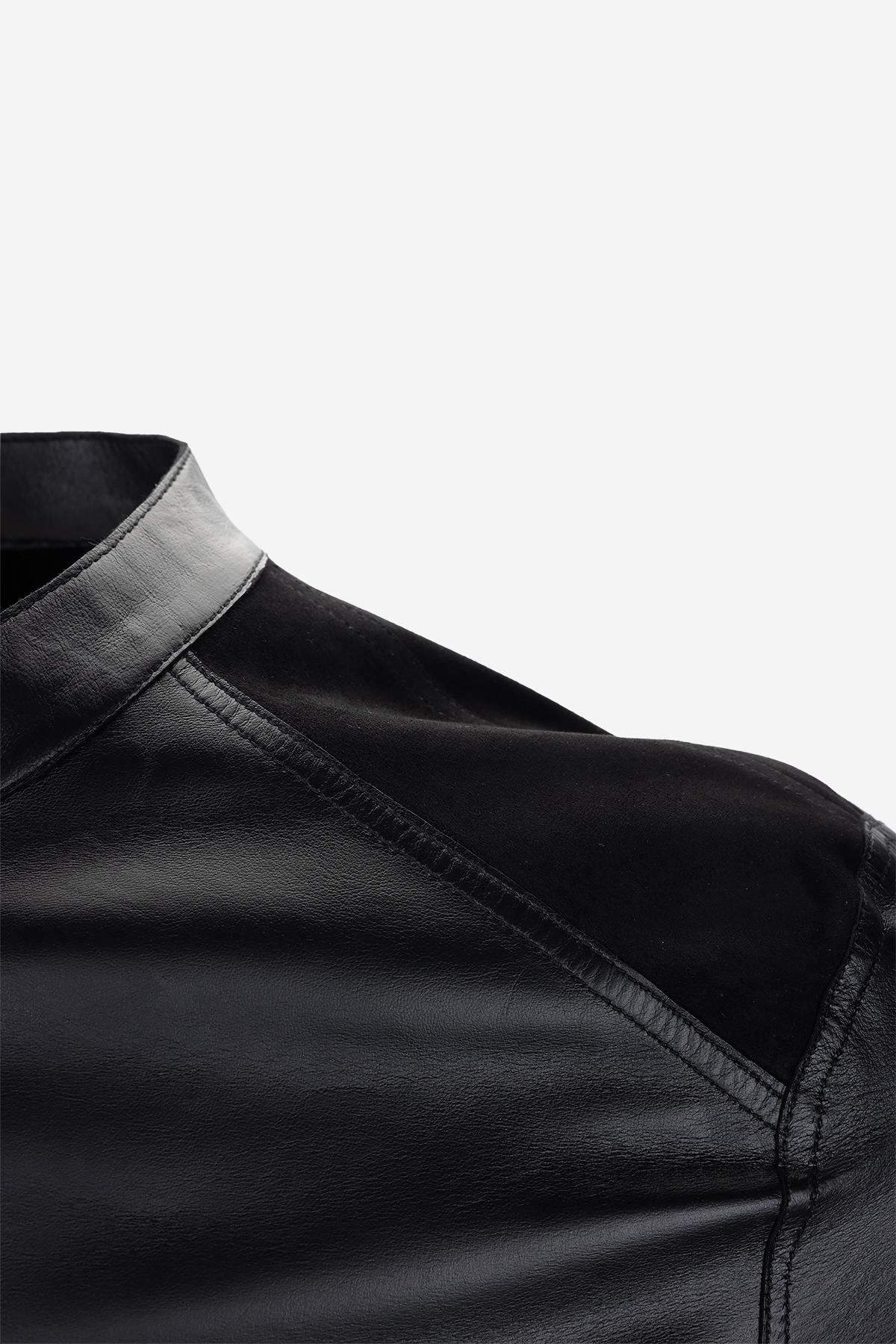 Valmenti Erkek Hakiki Deri Siyah Süet Deri Mont