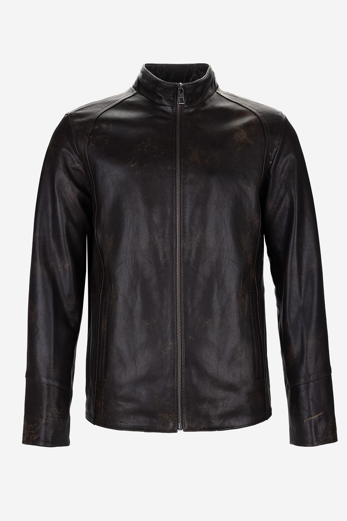 Valmenti Erkek Hakiki Deri Viski Eskitme Deri Mont