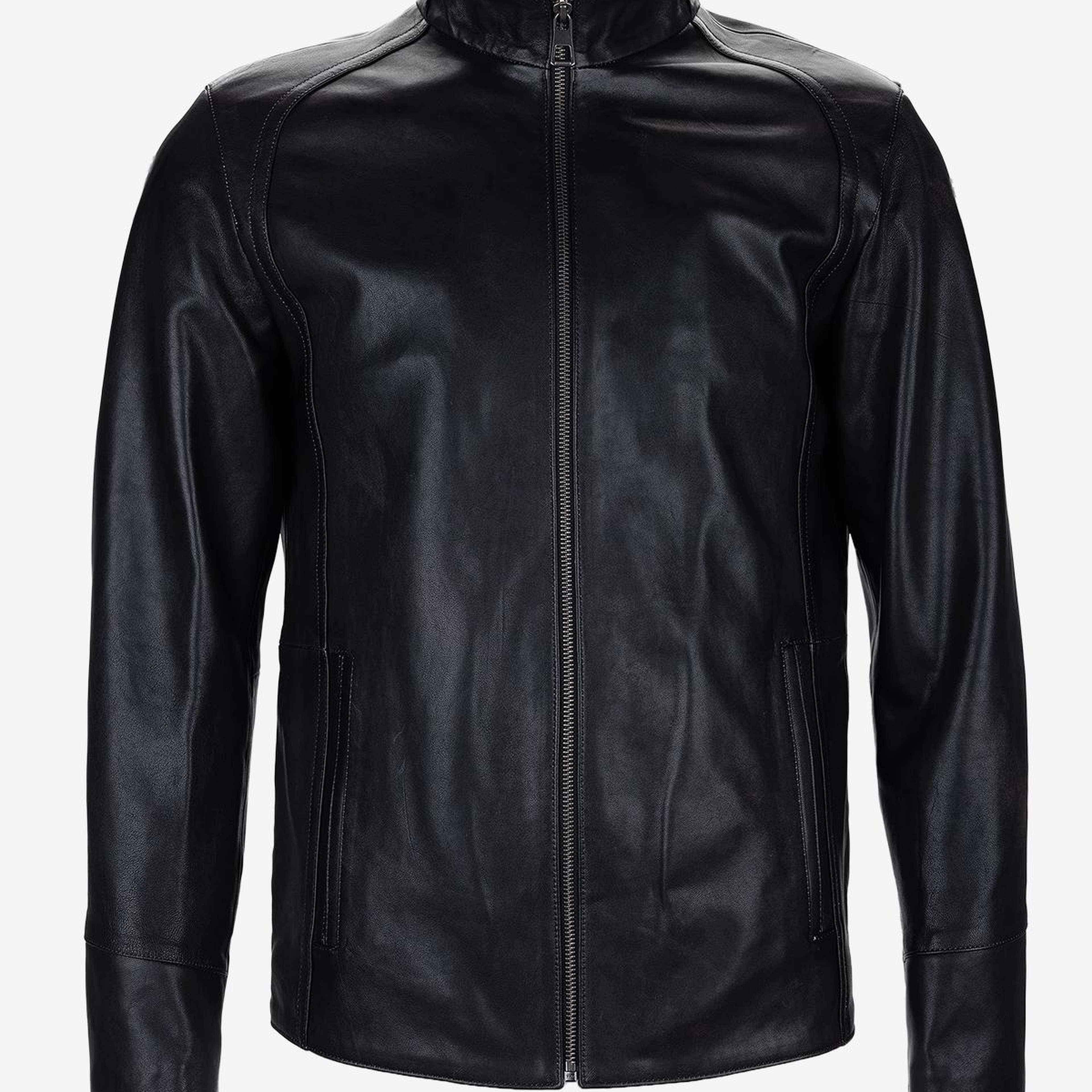 Valmenti Erkek Hakiki Deri Siyah Eskitme Deri Mont