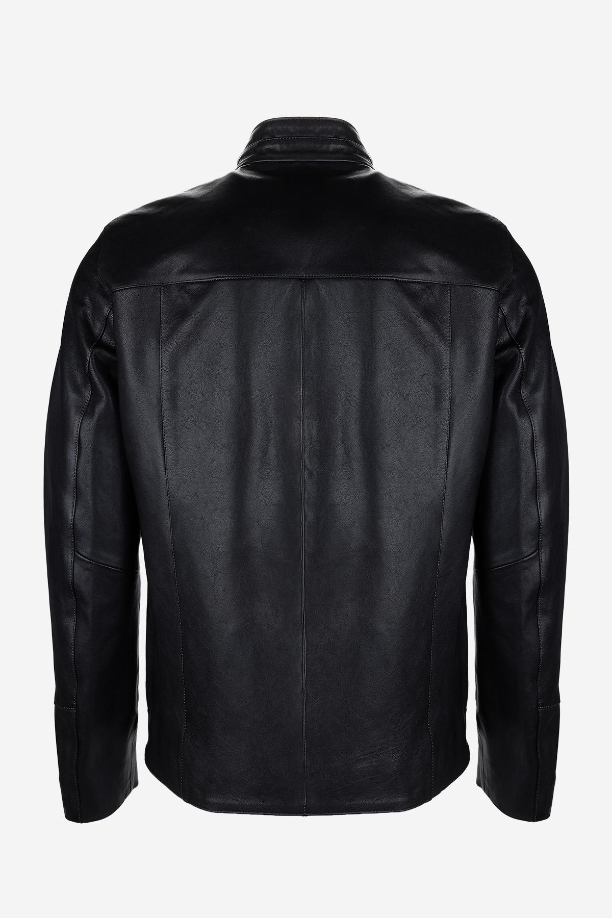 Valmenti Erkek Hakiki Deri Siyah Eskitme Deri Mont