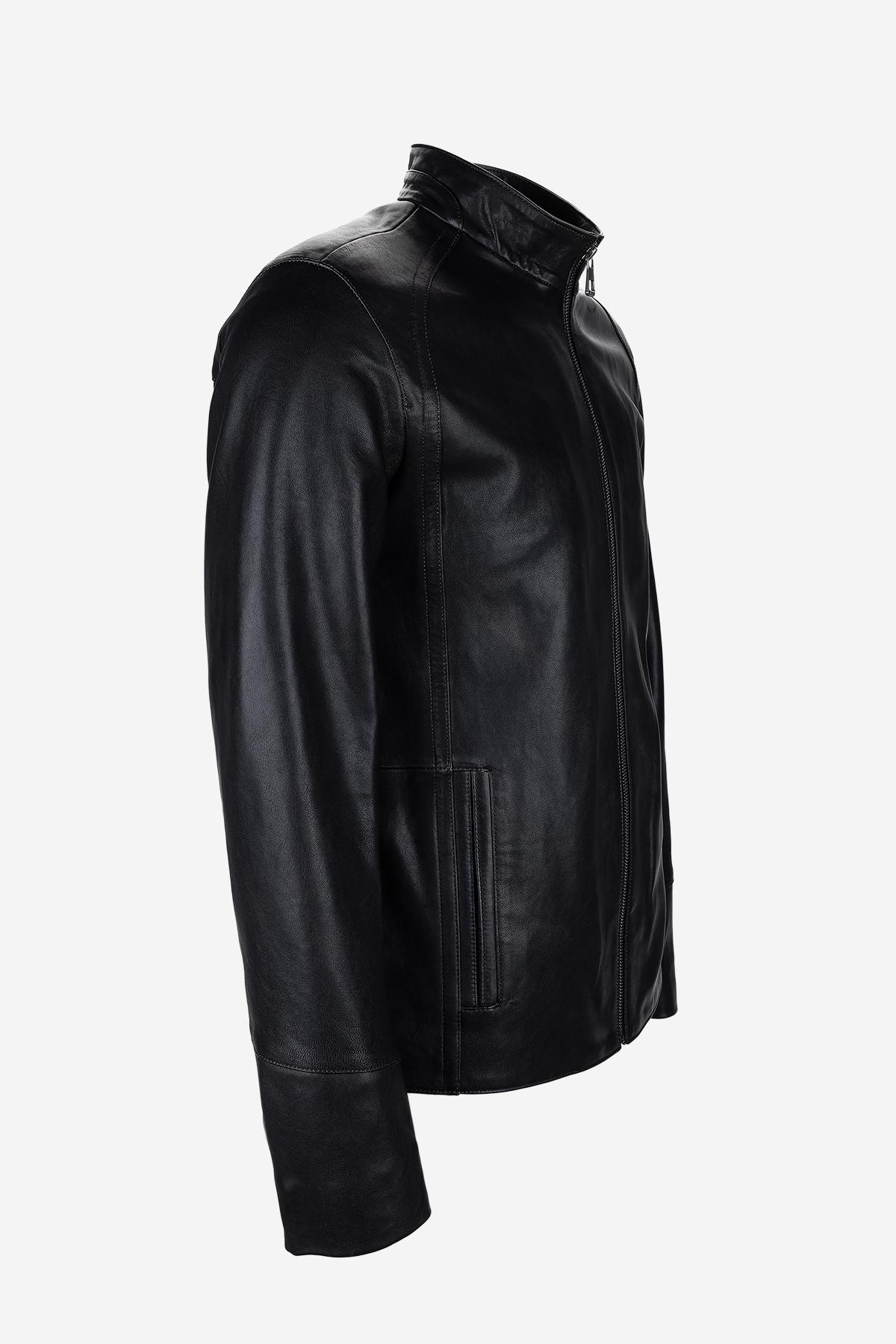 Valmenti Erkek Hakiki Deri Siyah Eskitme Deri Mont