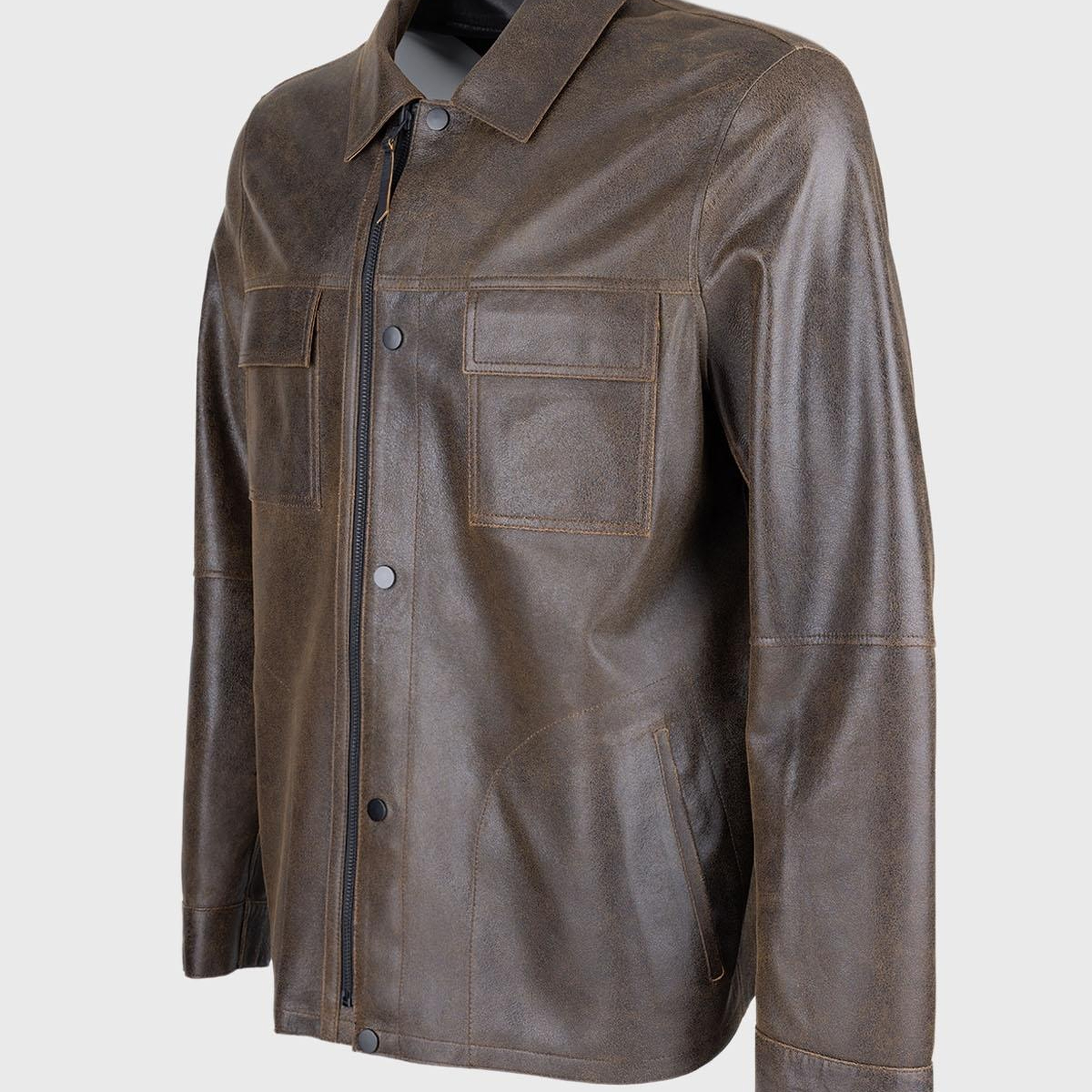 Valmenti Erkek Hakiki Deri Taba Deri Mont