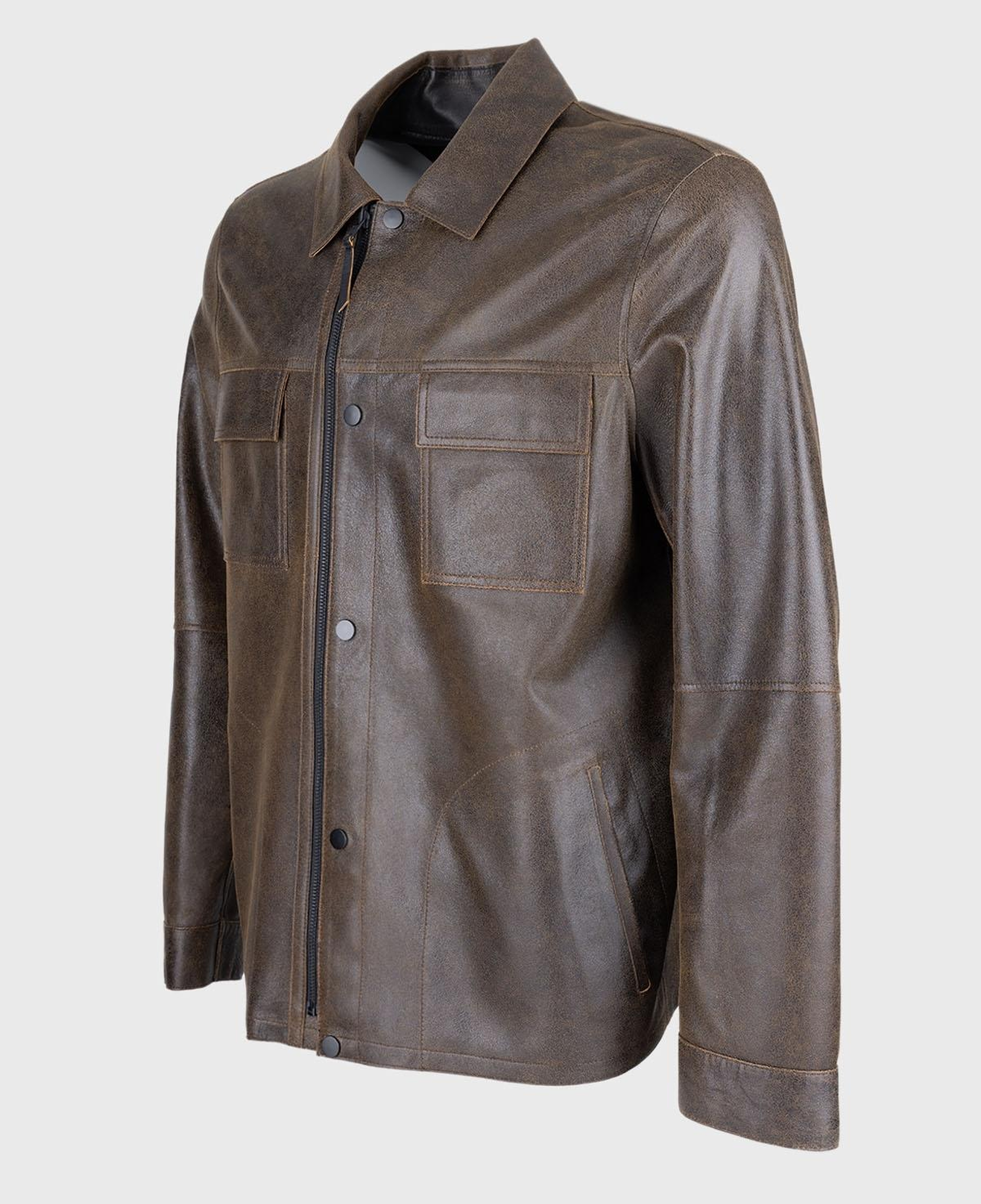 Valmenti Erkek Hakiki Deri Taba Deri Mont