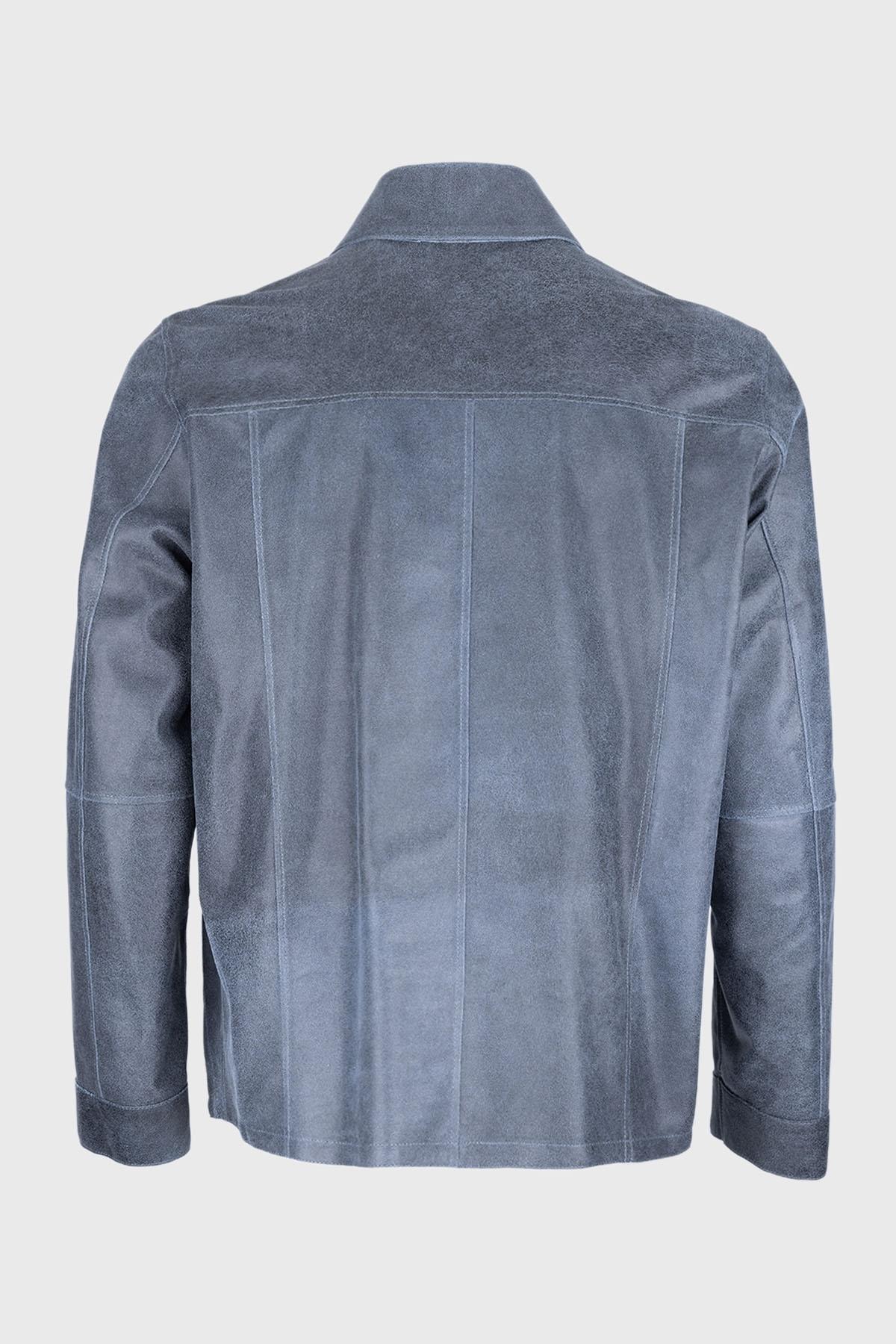 Valmenti Erkek Hakiki Deri Mavi Deri Mont