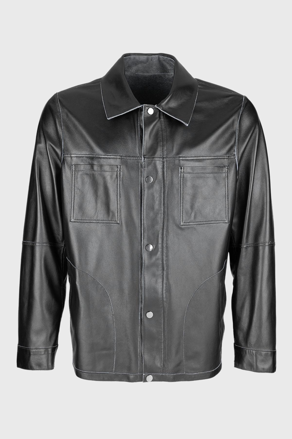 Valmenti Erkek Hakiki Deri Mavi Deri Mont