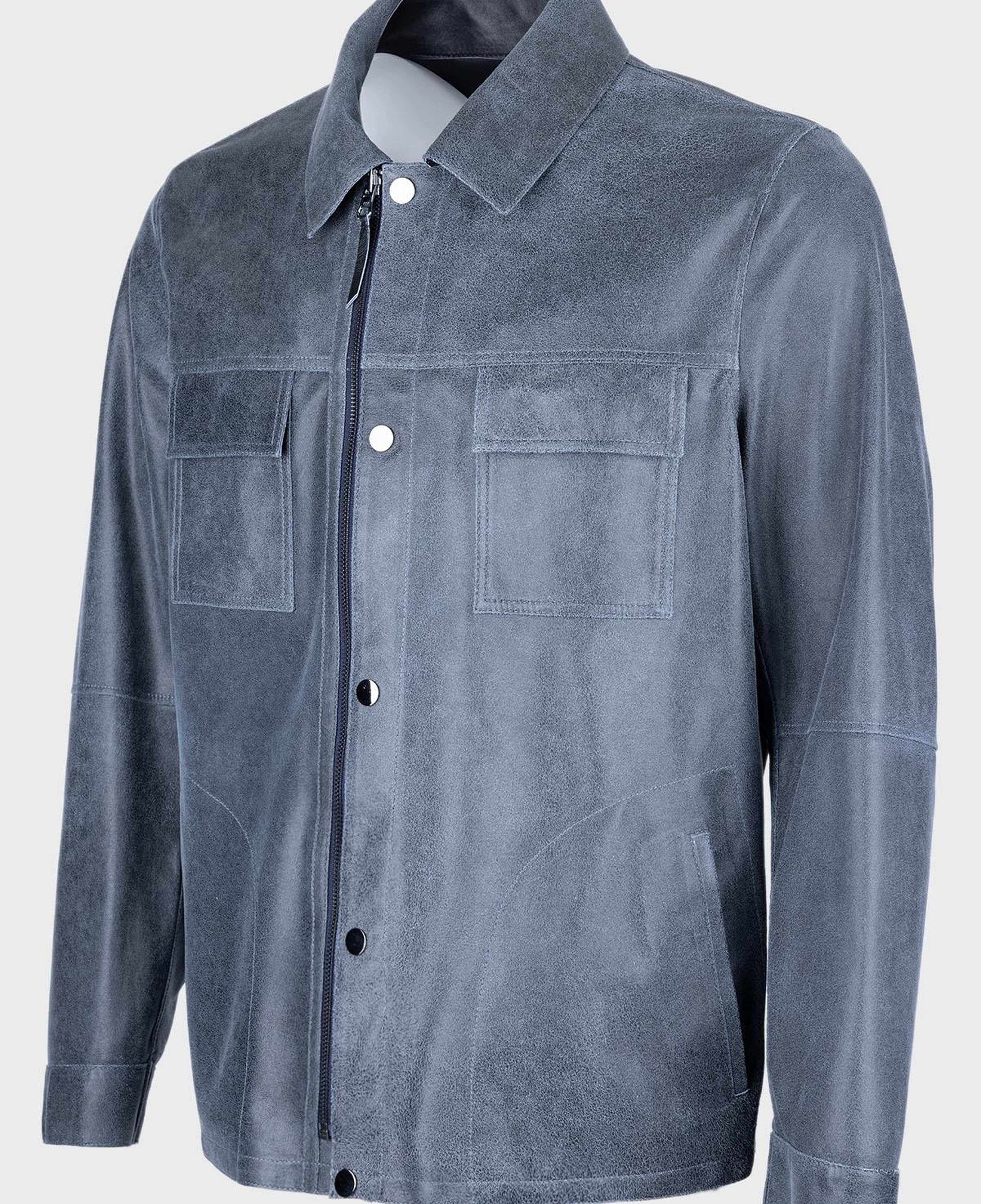 Valmenti Erkek Hakiki Deri Mavi Deri Mont