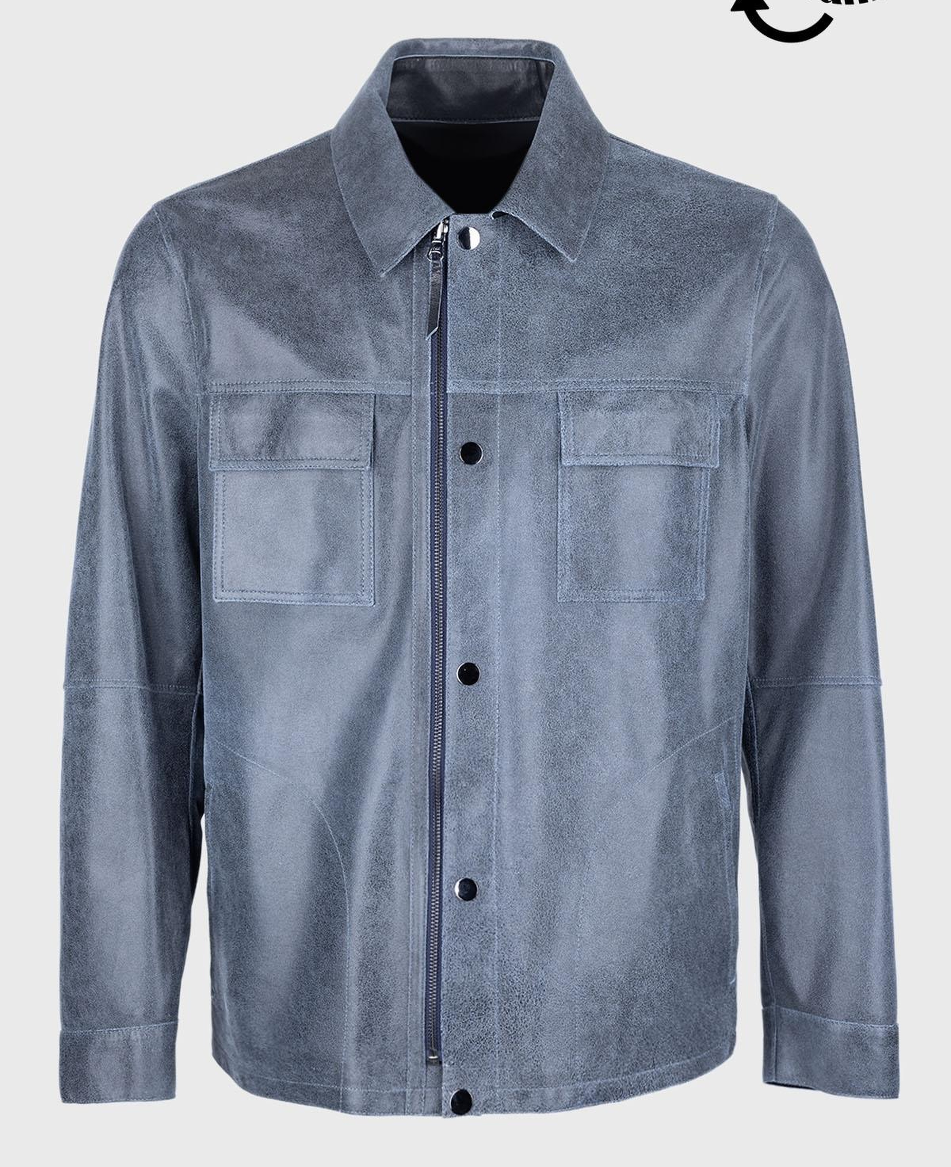 Valmenti Erkek Hakiki Deri Mavi Deri Mont