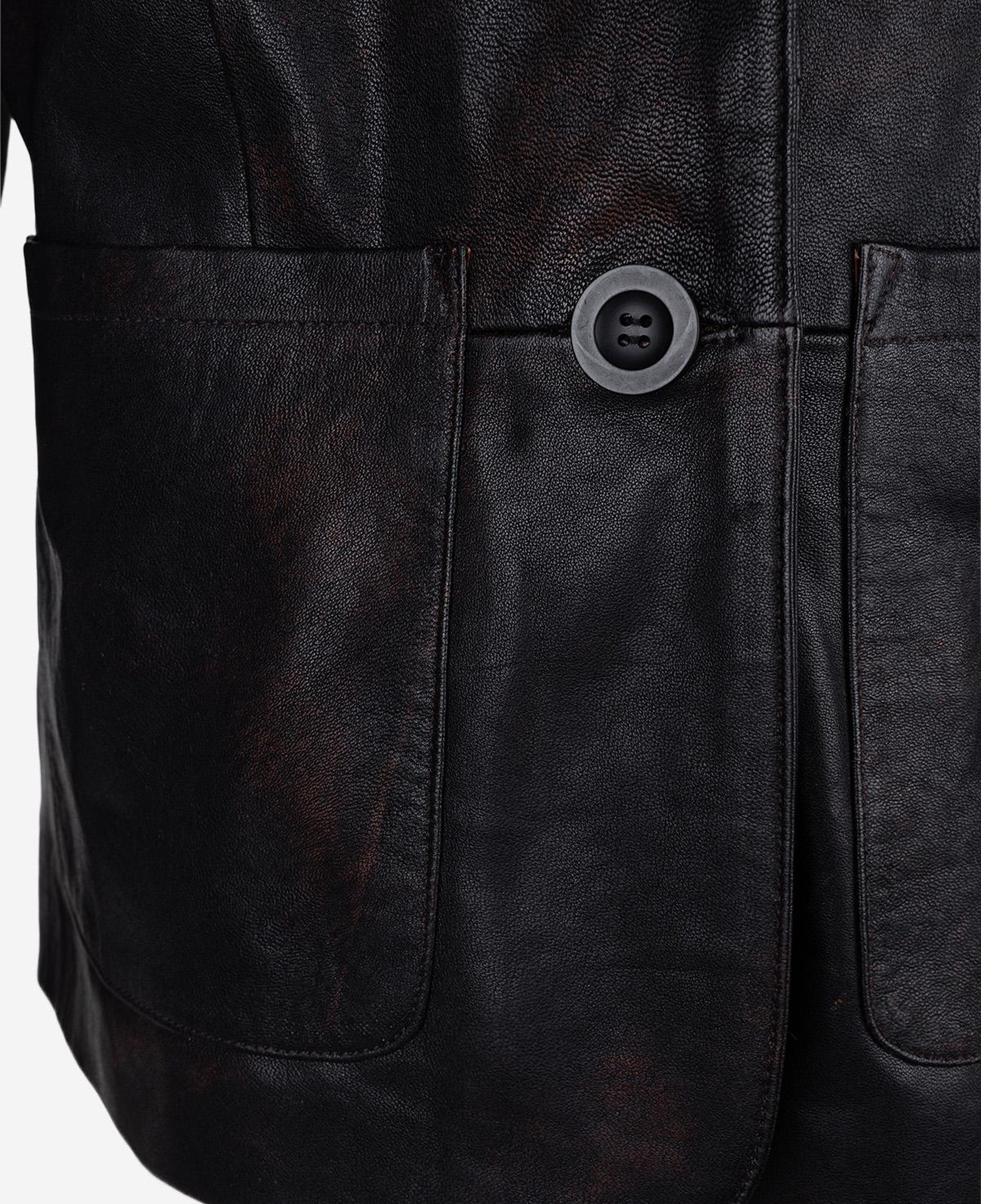 Valmenti Kadın Hakiki Deri Kızıl Eskitme Deri Mont