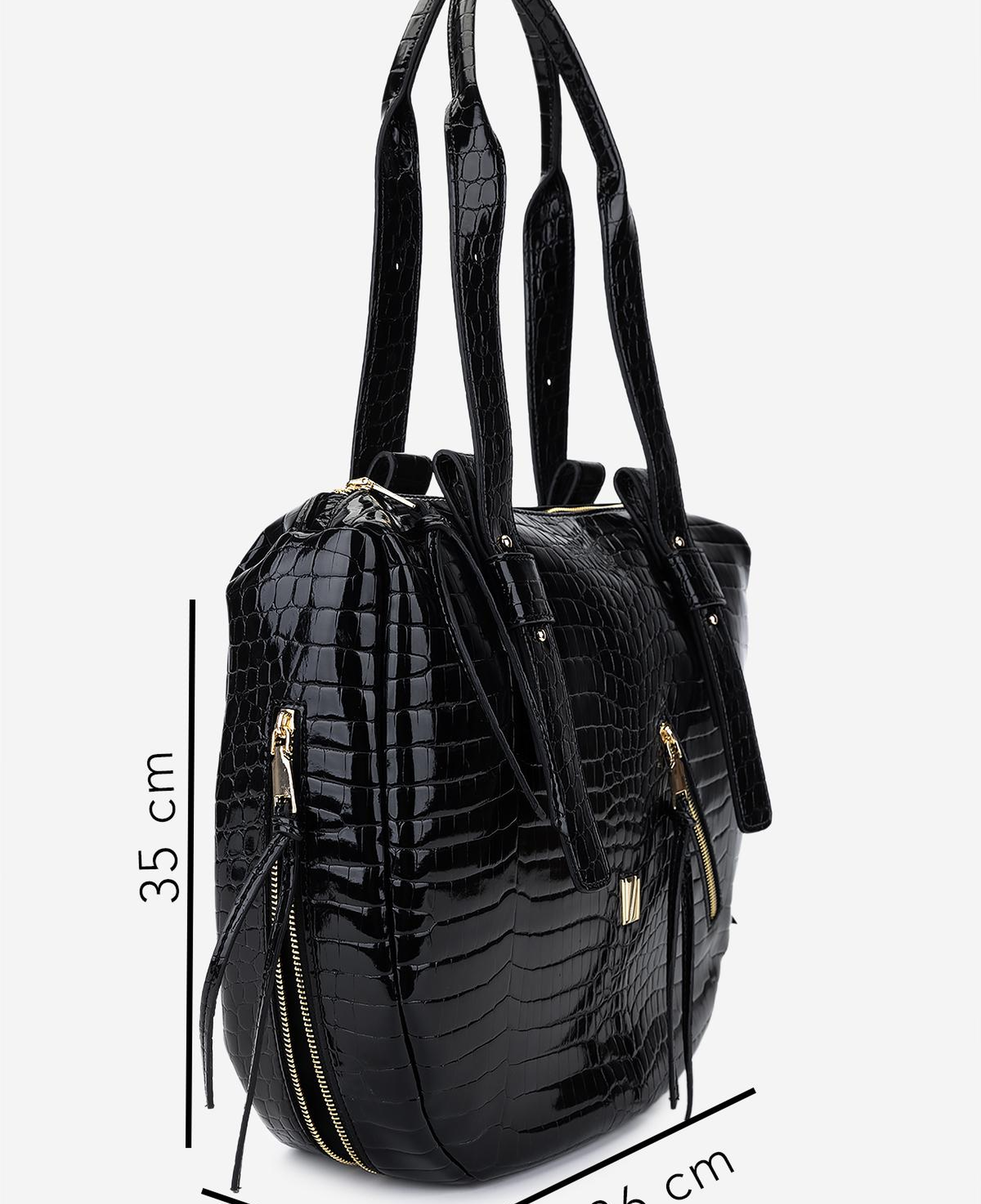 Valmenti Kadın Suni Deri Siyah Kroko Omuz Çanta