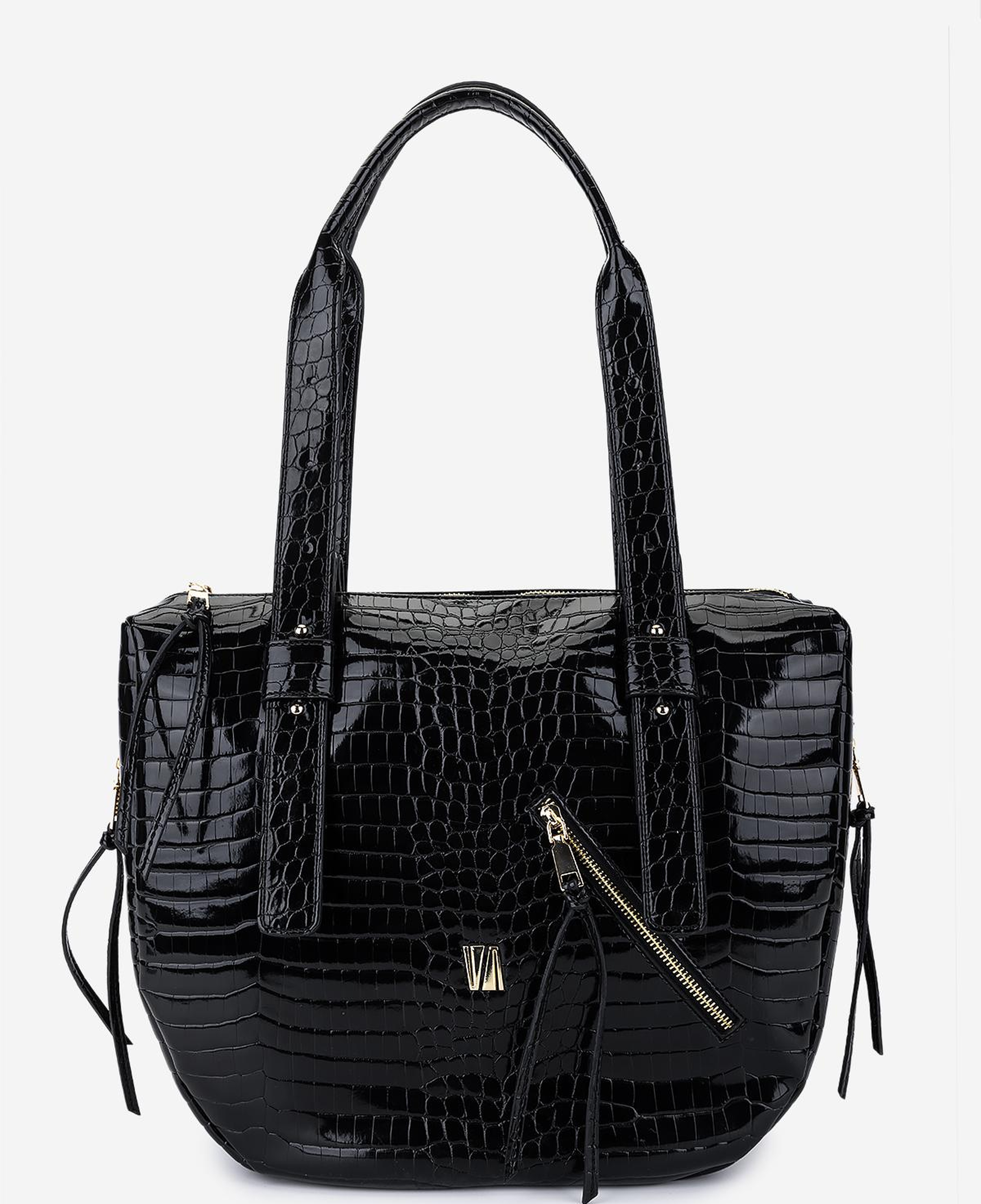 Valmenti Kadın Suni Deri Siyah Kroko Omuz Çanta